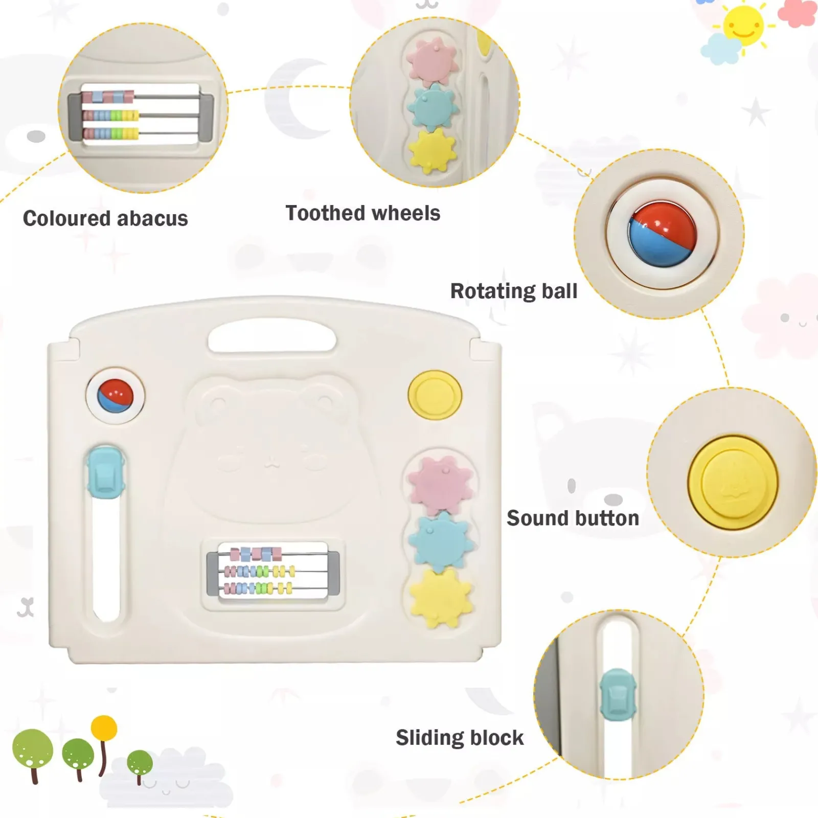 Kinder Little Helper Großer zusammenklappbarer Montessori-Laufstall mit 16 Elementen und Bällebad mit Aktivitätsfeld | Modular | Grau & Weiß | 1,95 x 1,6 m | Ab 6 Monaten