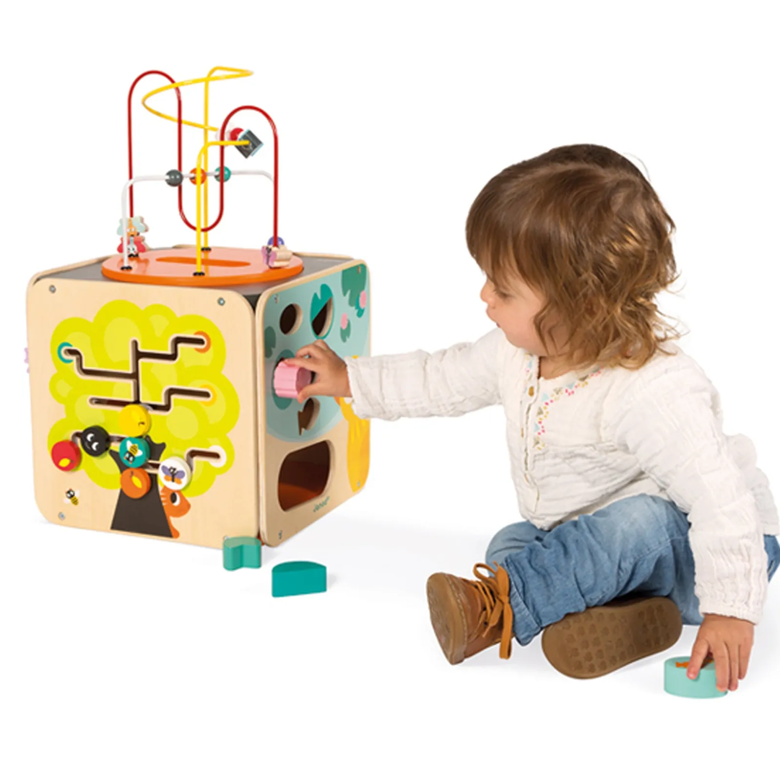 Kinder Little Helper Großes Deluxe Montessori-Beschäftigungsbrett aus Ökoholz | Multi-Aktivitätswürfel | Aktivitätszentren, Spielsets und Tische | 1–3 Jahre