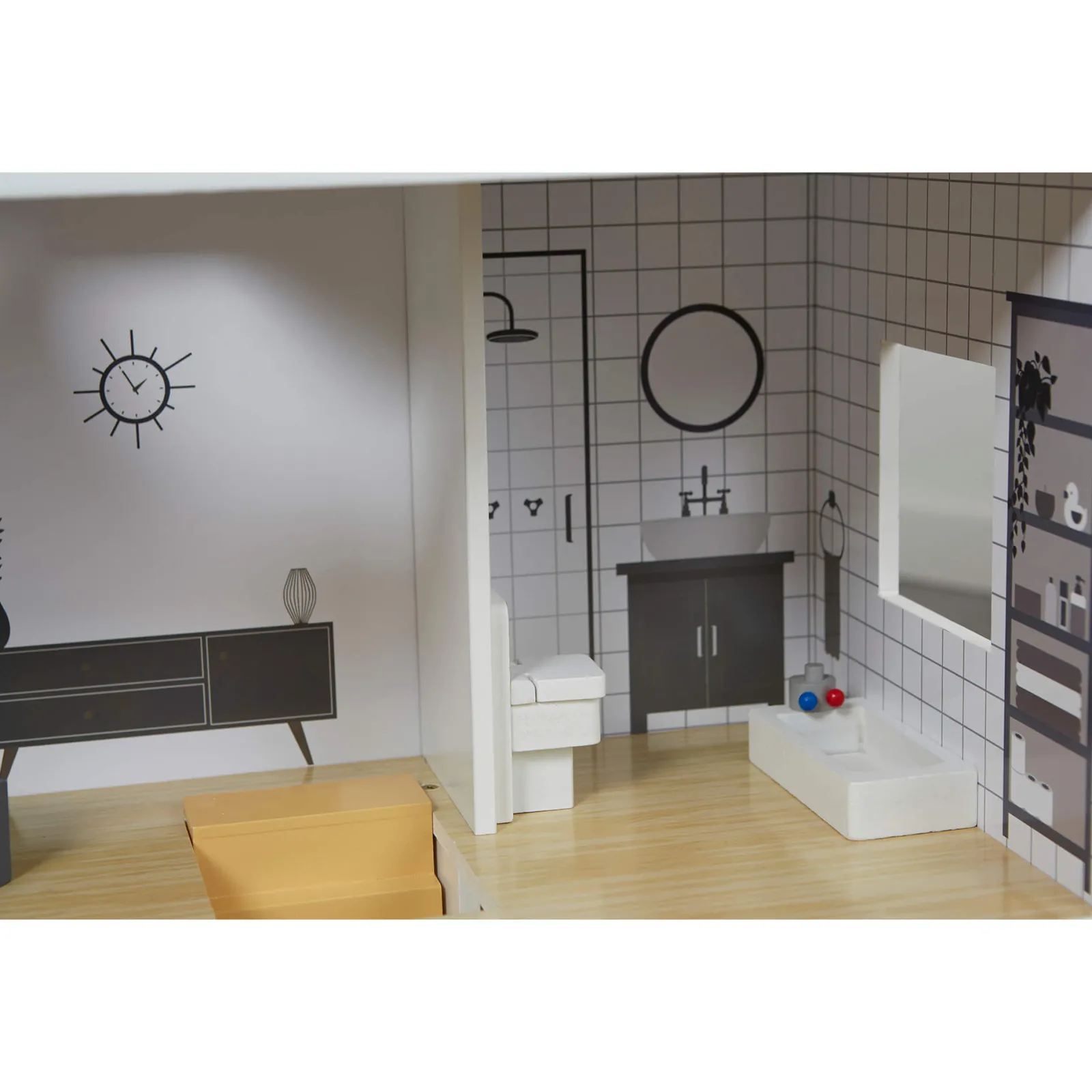 Little Helper Großes, Detailliertes Und Realistisches Montessori-Puppenhaus Aus Holz | 3-Stöckiges Puppenhaus | 18 Möbelstücke