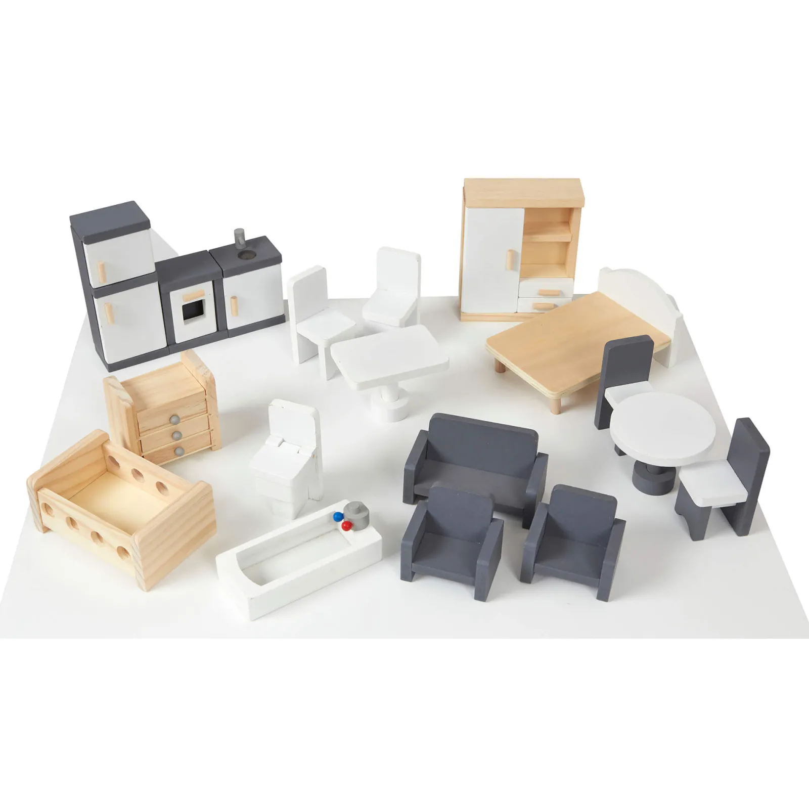 Little Helper Großes, Detailliertes Und Realistisches Montessori-Puppenhaus Aus Holz | 3-Stöckiges Puppenhaus | 18 Möbelstücke