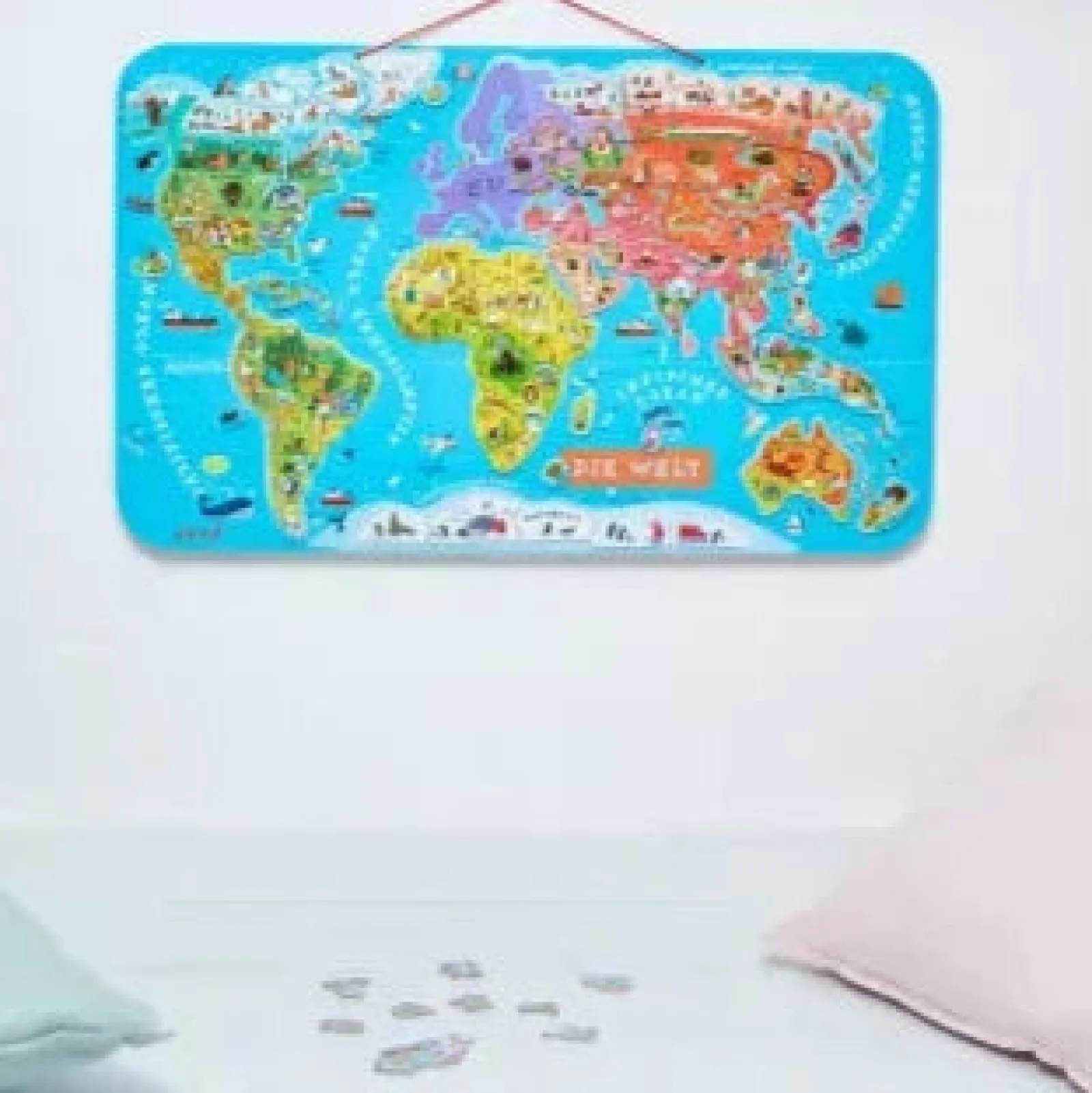 Kinder Little Helper Großes Magnetisches Montessori-Weltkartenpuzzle Aus Ökoholz Mit 92 Teilen | Puzzles Und Spiele Für Vorschulkinder