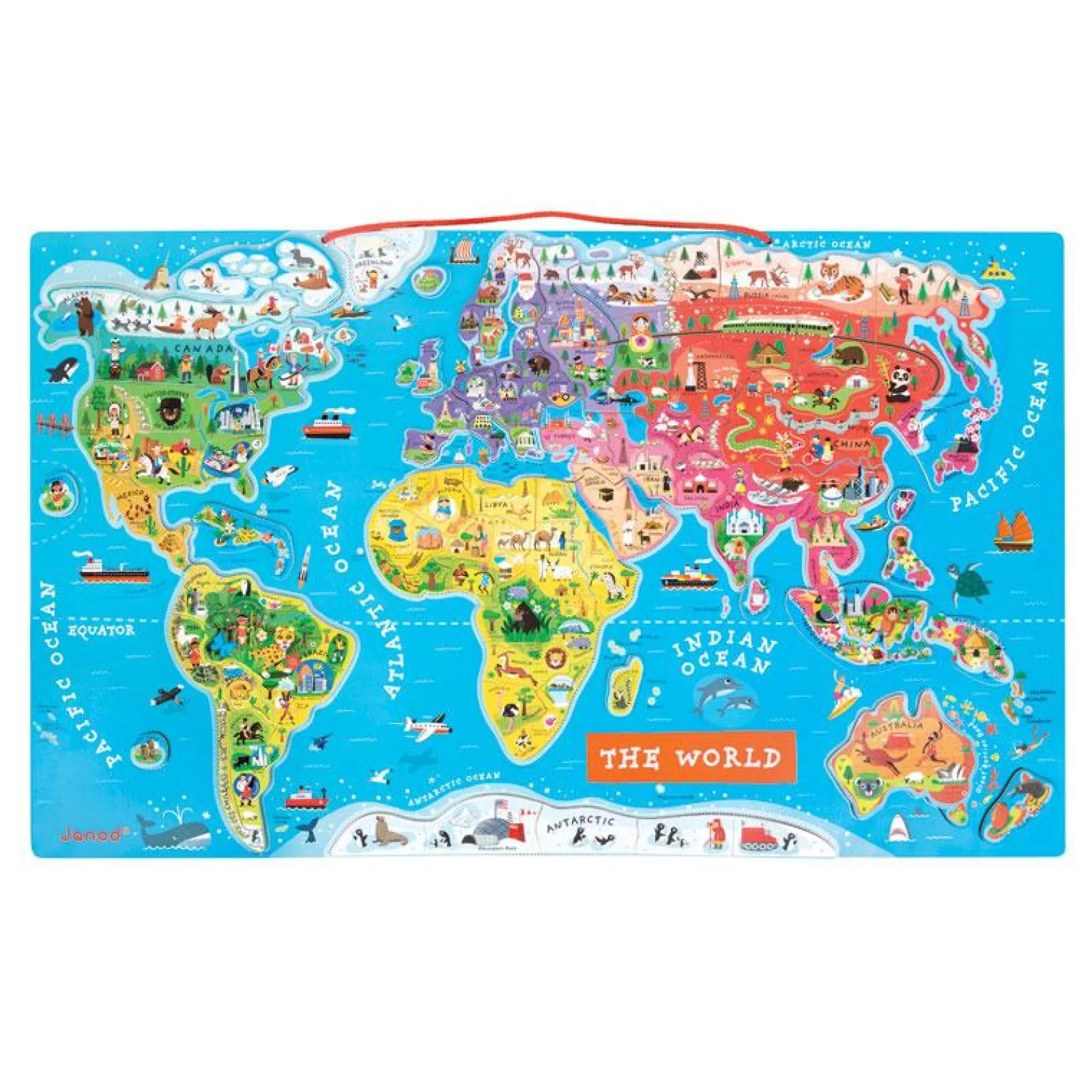 Kinder Little Helper Großes Magnetisches Montessori-Weltkartenpuzzle Aus Ökoholz Mit 92 Teilen | Puzzles Und Spiele Für Vorschulkinder