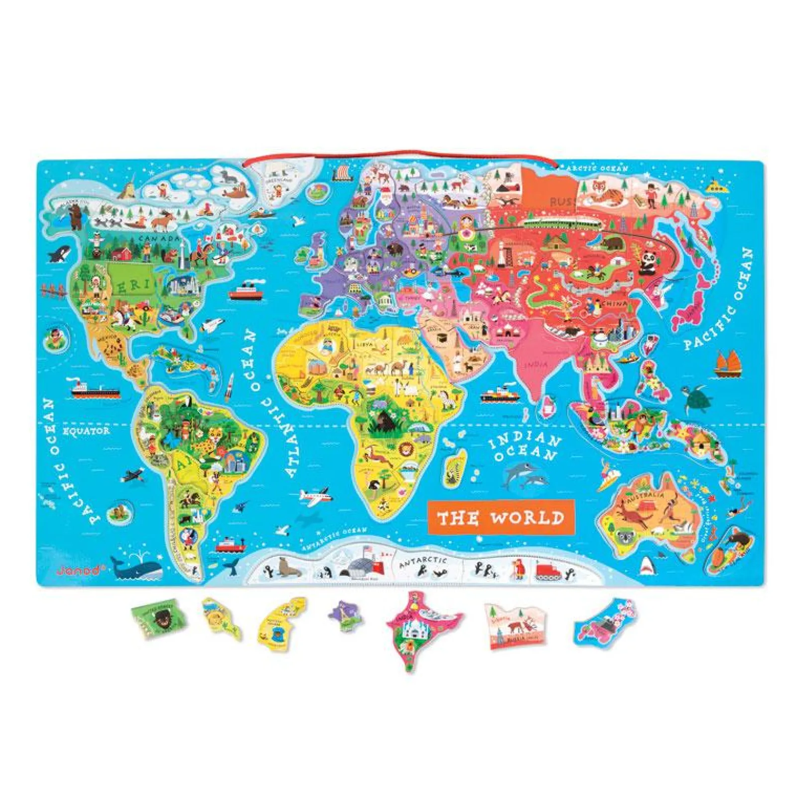 Kinder Little Helper Großes Magnetisches Montessori-Weltkartenpuzzle Aus Ökoholz Mit 92 Teilen | Puzzles Und Spiele Für Vorschulkinder