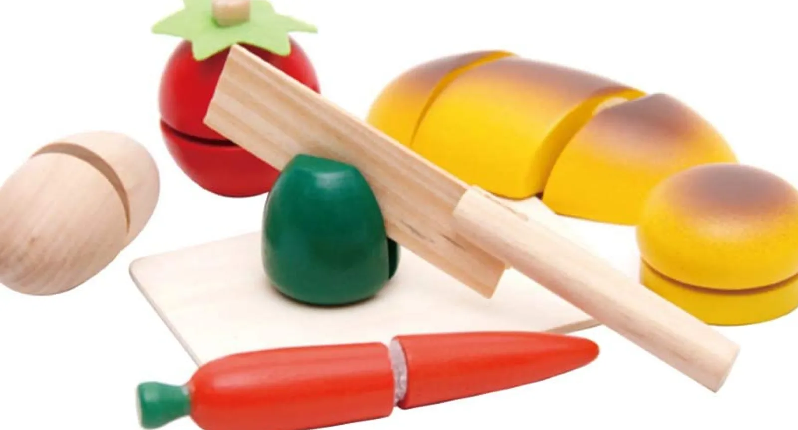 Kinder Little Helper Großes Montessori Öko-Spiellebensmittel aus Holz | Holzspielzeug-Lebensmittel | Spielmesser, Tablett | Ab 3 Jahren