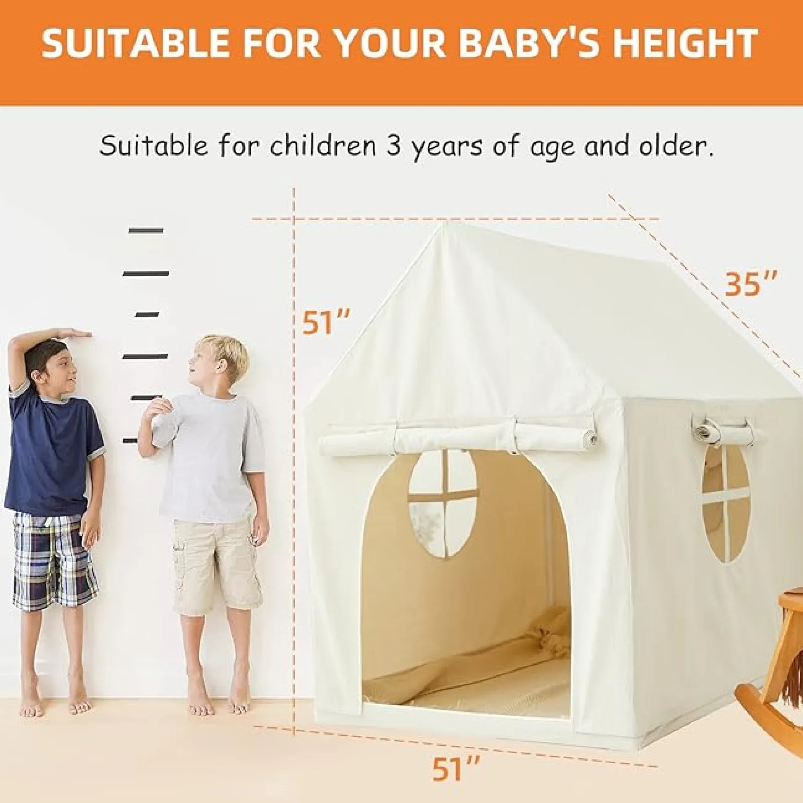Little Helper Großes Montessori-Spielhaus für Kinder | Spielhaus | 1,3 m hoch | Creme | 3–8 Jahre