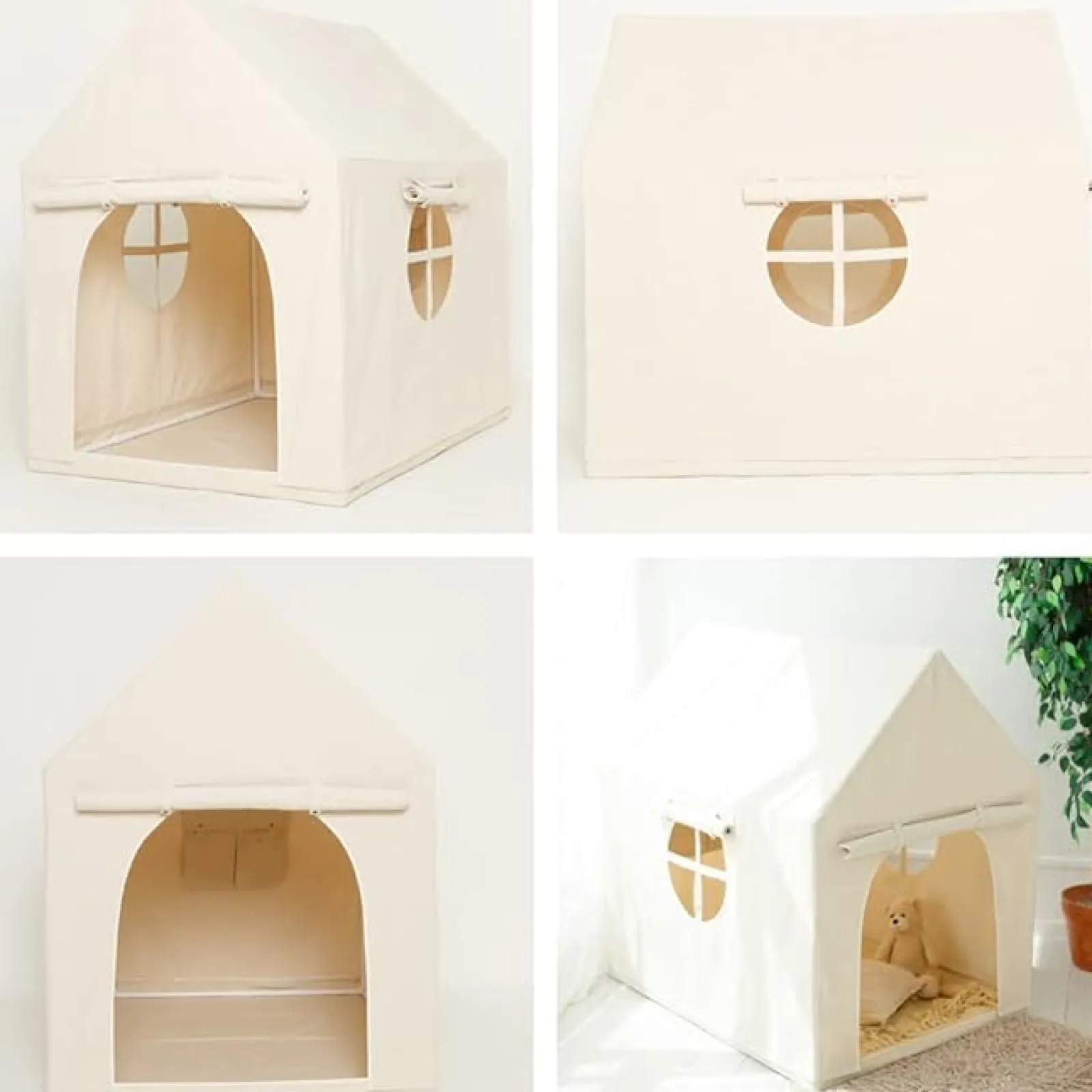 Little Helper Großes Montessori-Spielhaus für Kinder | Spielhaus | 1,3 m hoch | Creme | 3–8 Jahre