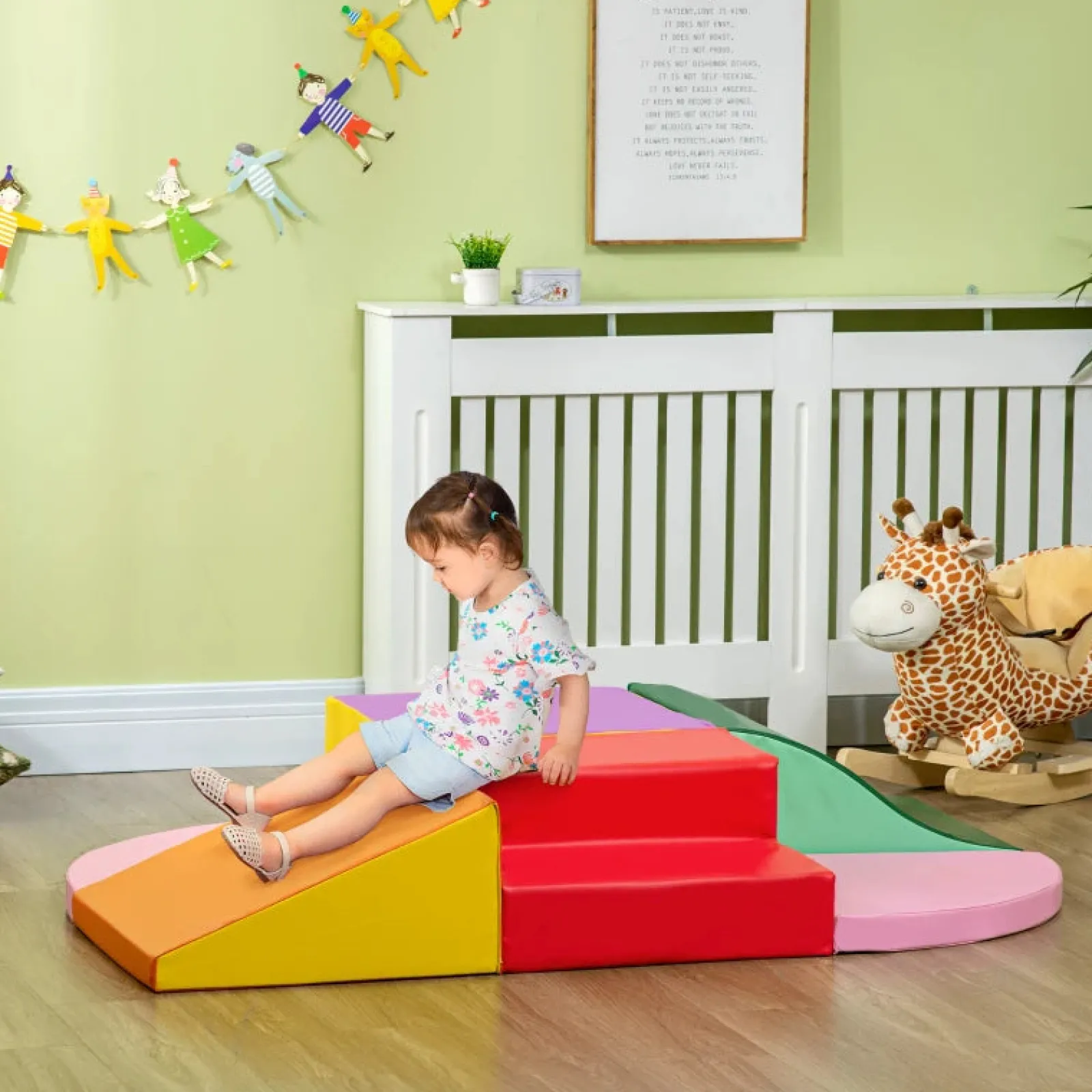 Kinder Little Helper Großes 6-teiliges Montessori-Spielgerät zum Klettern, Krabbeln und Rutschen | leuchtende Farben | ab 12m