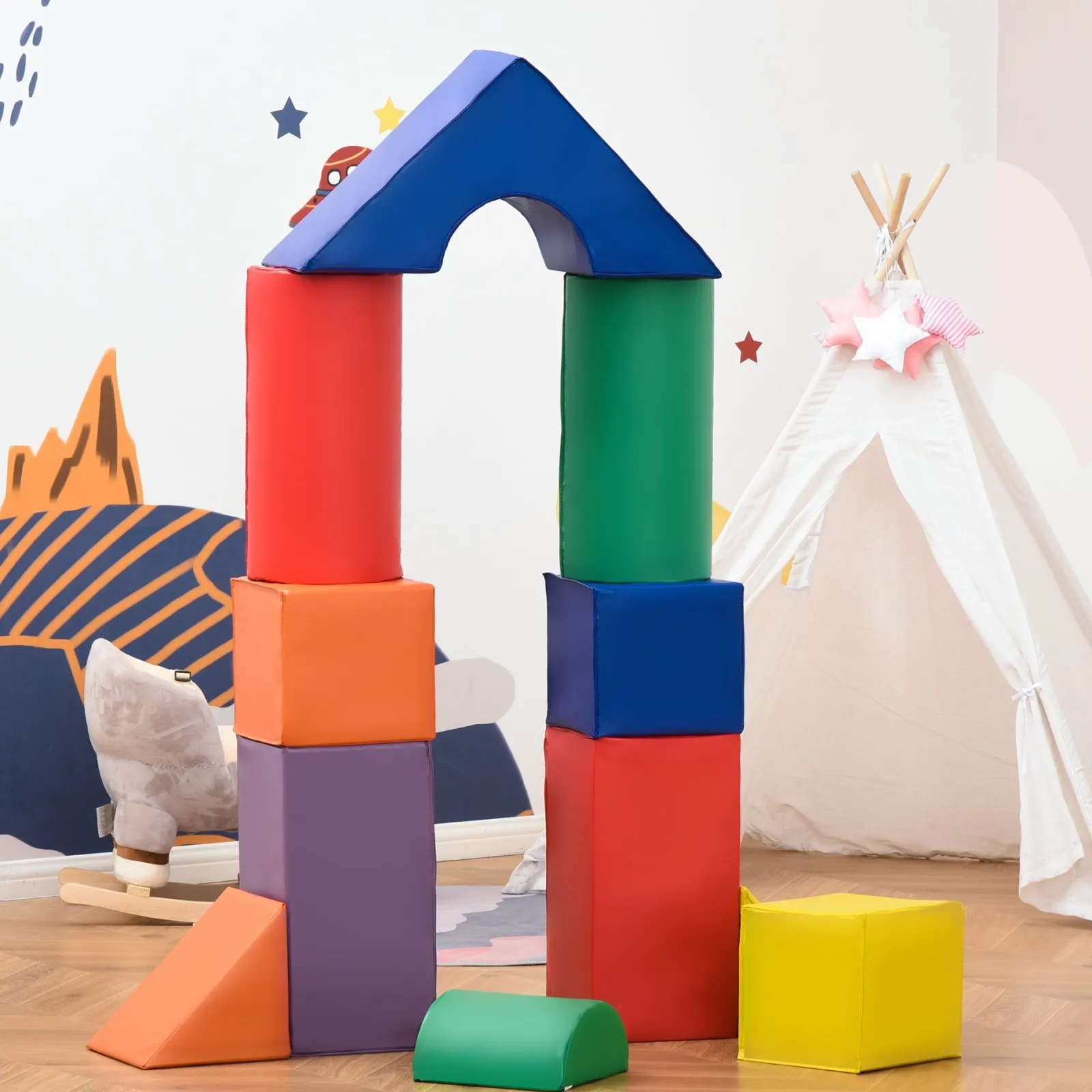 Kinder Little Helper Großes weiches Indoor-Spielgerät | 11-teiliges Montessori-Spielset aus Schaumstoff | Primärfarben | 1–3 Jahre