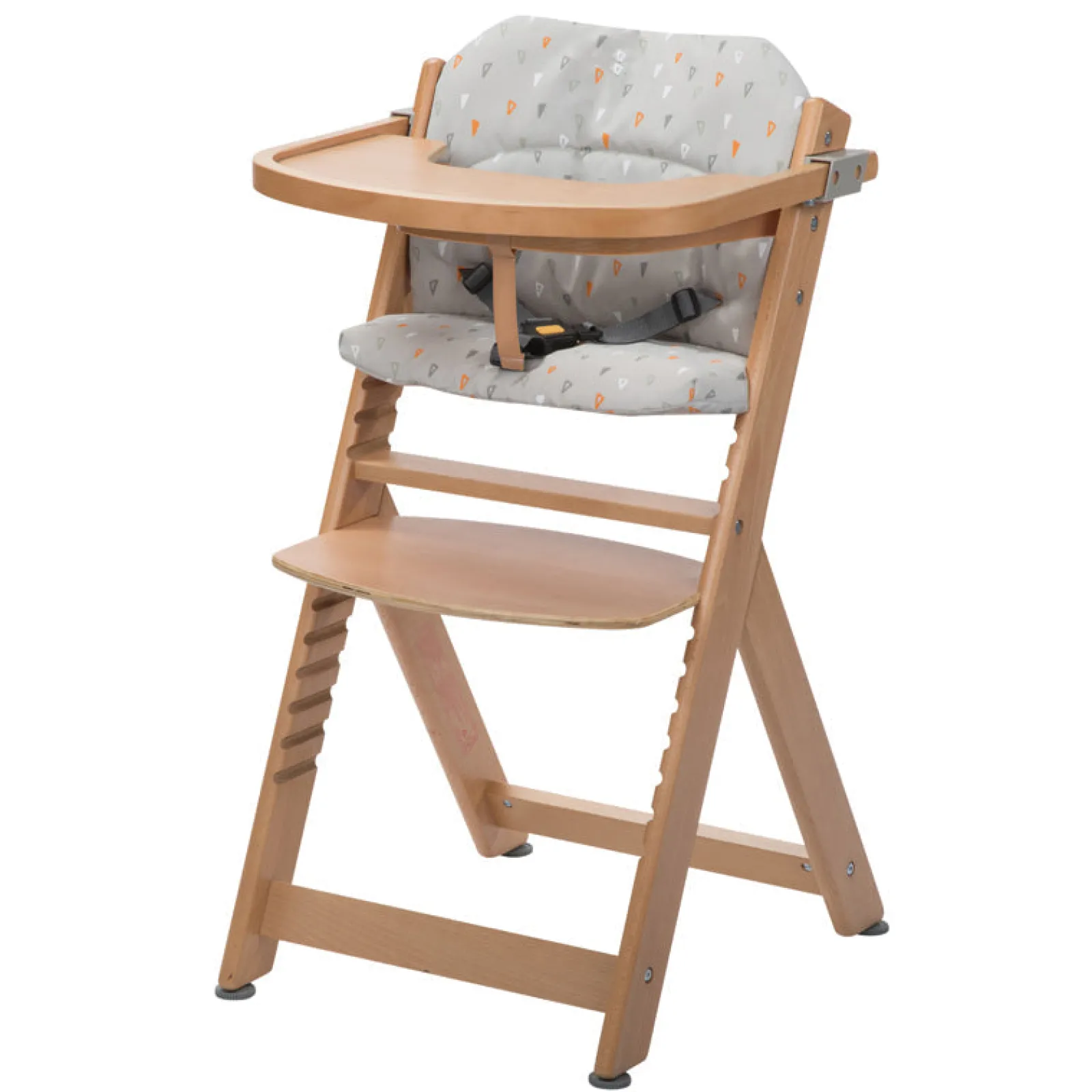 Little Helper Grow-with-Me 3-in-1 höhenverstellbarer Hochstuhl aus Öko-Holz | 5-Punkt-Gurt | Tablett- und Kissenoption | Natürlich | 6 Monate – 10 Jahre