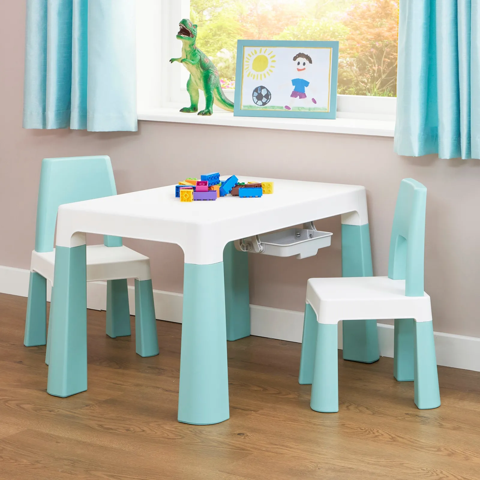 Kinder Little Helper Grow-with-me Kinder höhenverstellbarer Tisch und Stühle | Lagerung | 2-8 Jahre | Grün und Weiß