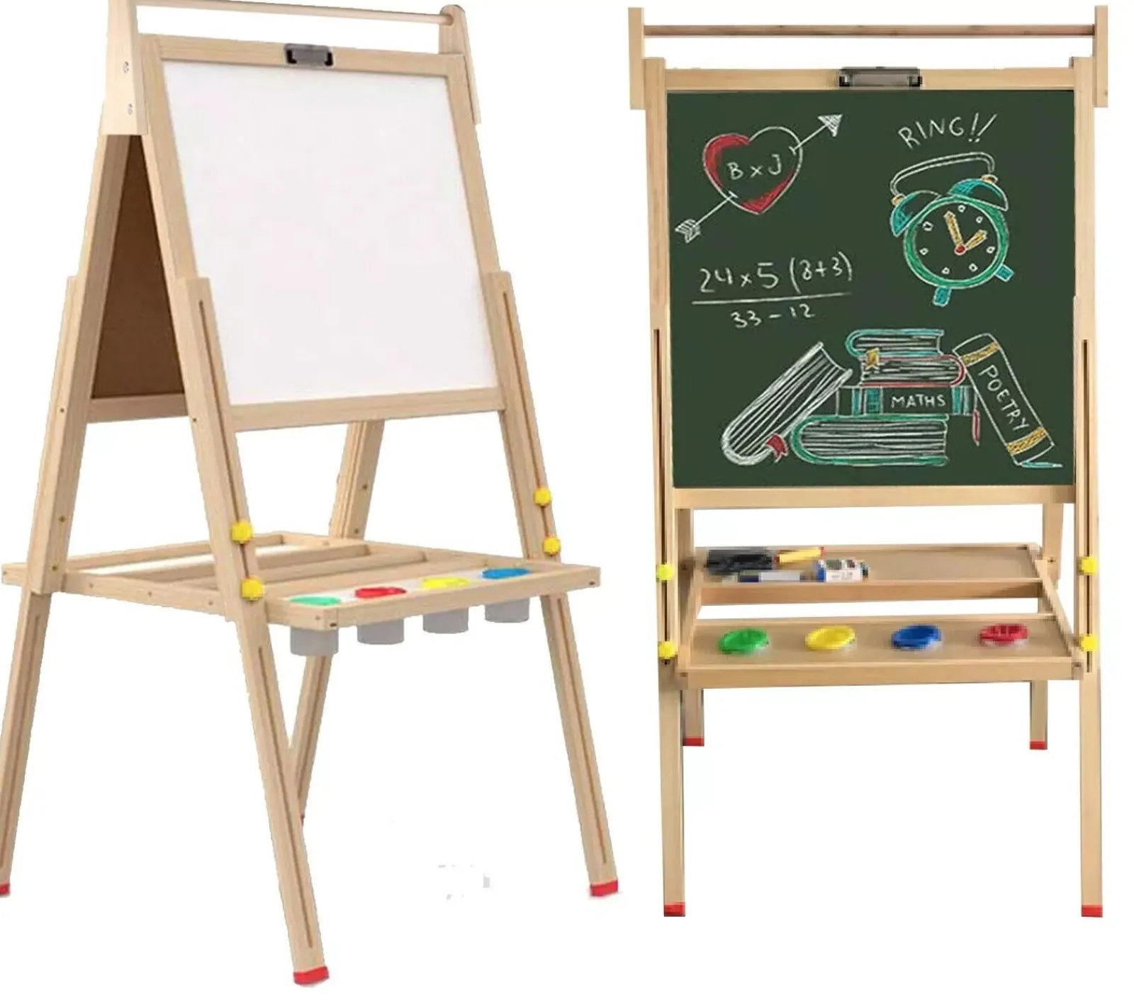 Kinder Little Helper Höhenverstellbare Kinderstaffelei Aus Holz | Doppelseitige Kunststaffelei Für Kinder | Kindertafel | 3 Jahre +