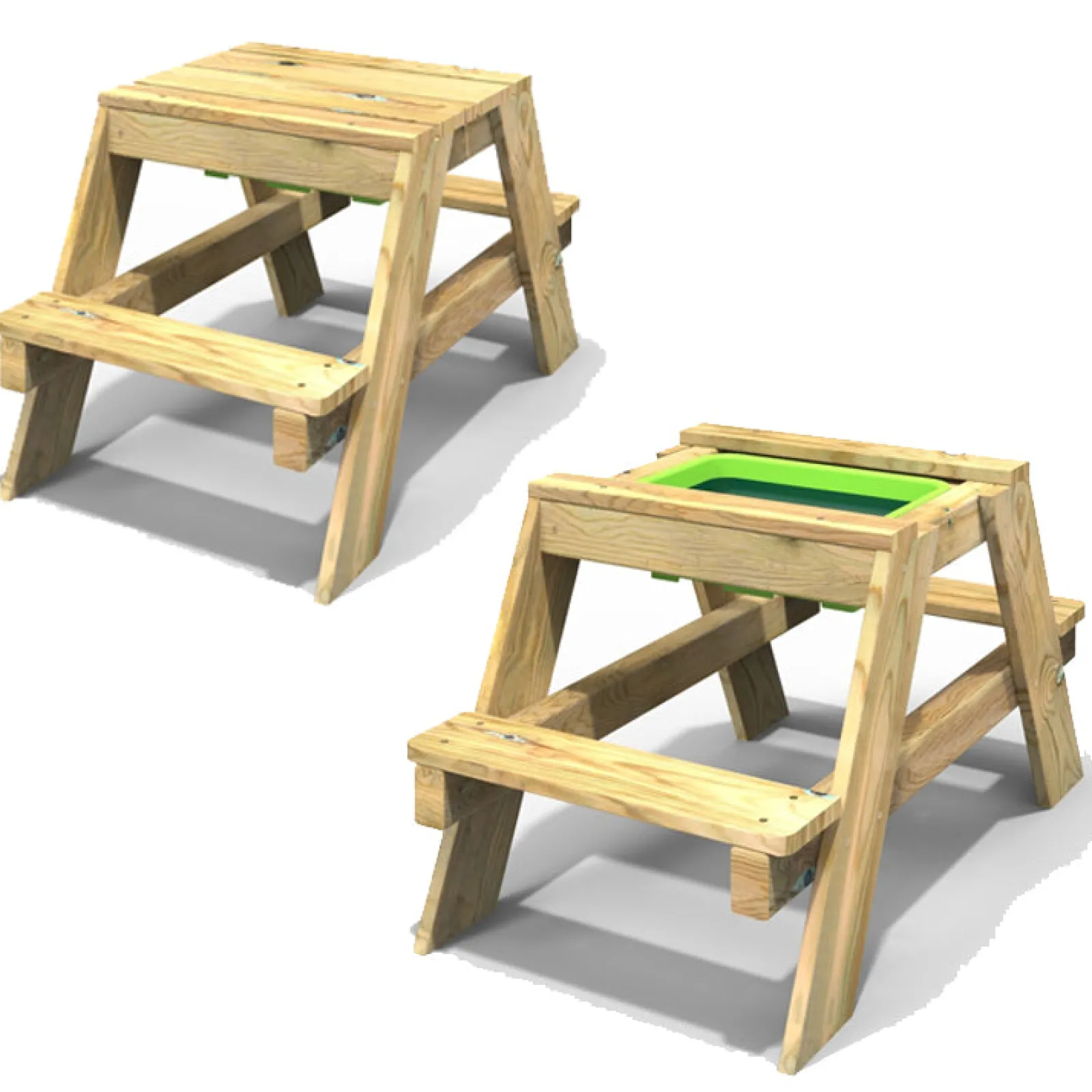 Little Helper Hochwertige Montessori 4-in-1 Öko-Holz-Picknickbank mit 2 Sitzplätzen, Wasserstation, Sandkasten und Schlammküche + Deckel | 3 Jahre +