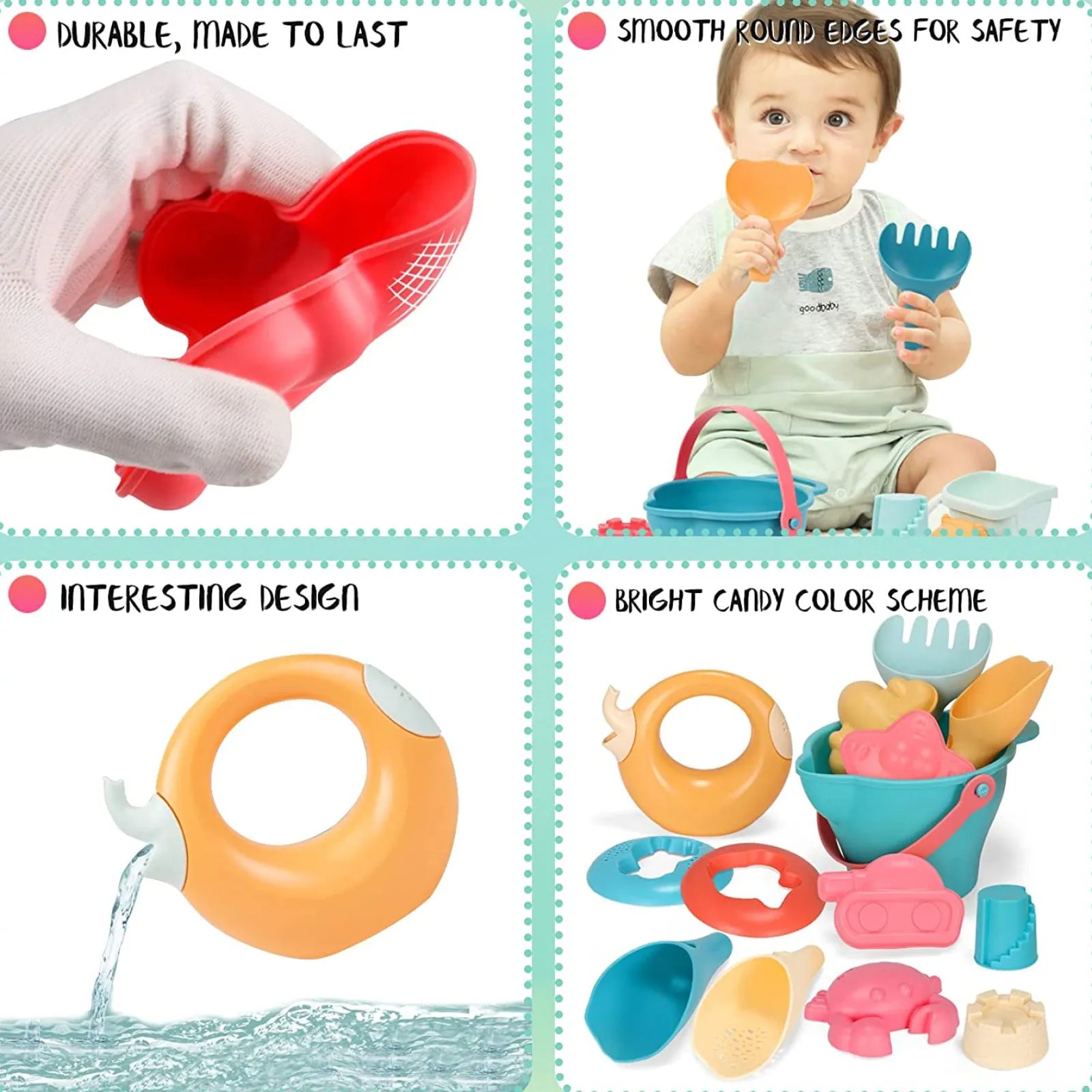 Little Helper Hochwertiges, umweltfreundliches 9-teiliges Eimer- und Schaufelset | Outdoor-Spielzeug für den Sandkasten | Ab 3 Jahren