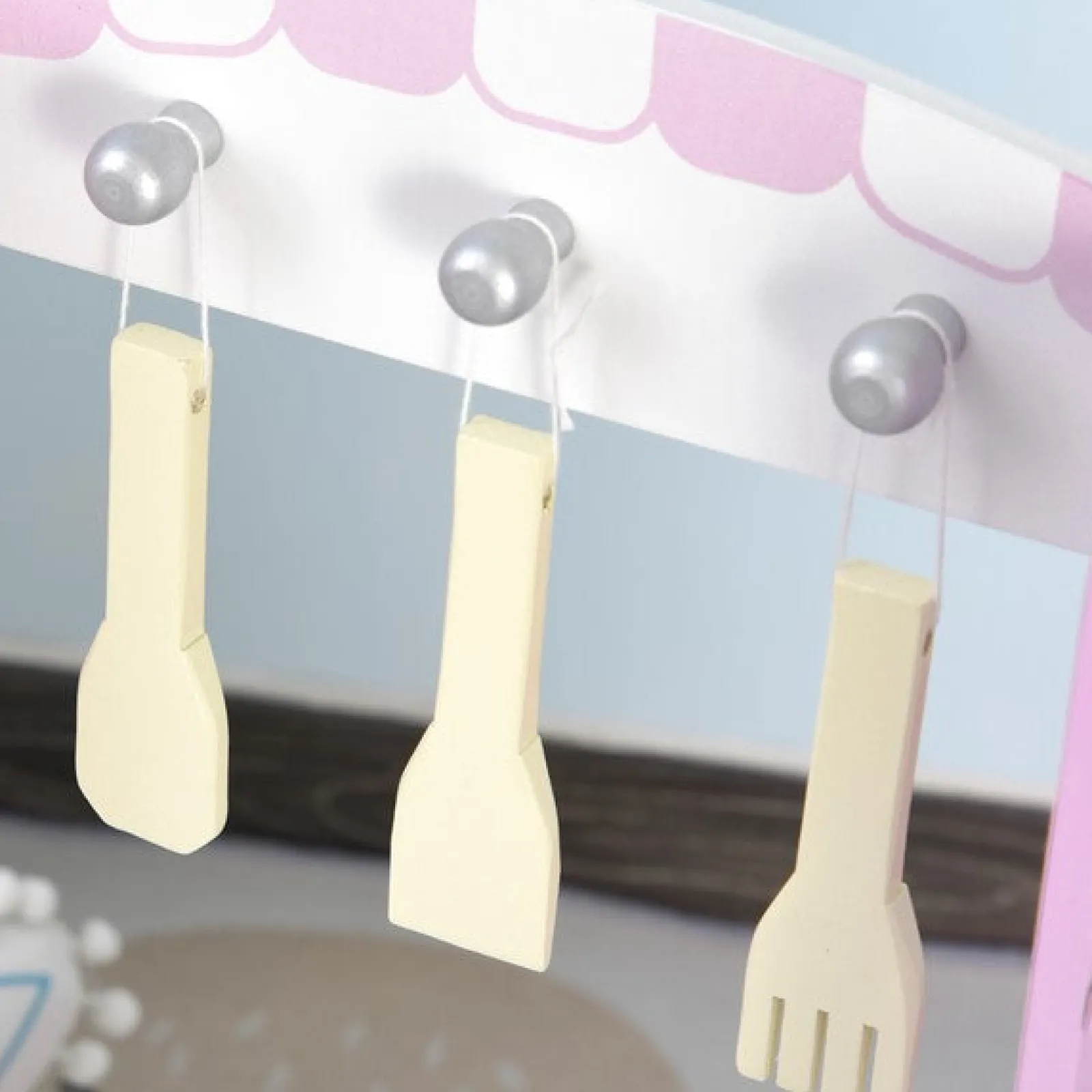 Little Helper Holzspielzeugküche im Montessori-Stil für Kinder mit realistischen Geräuschen und Zubehör | Bonbonrosa und Weiß