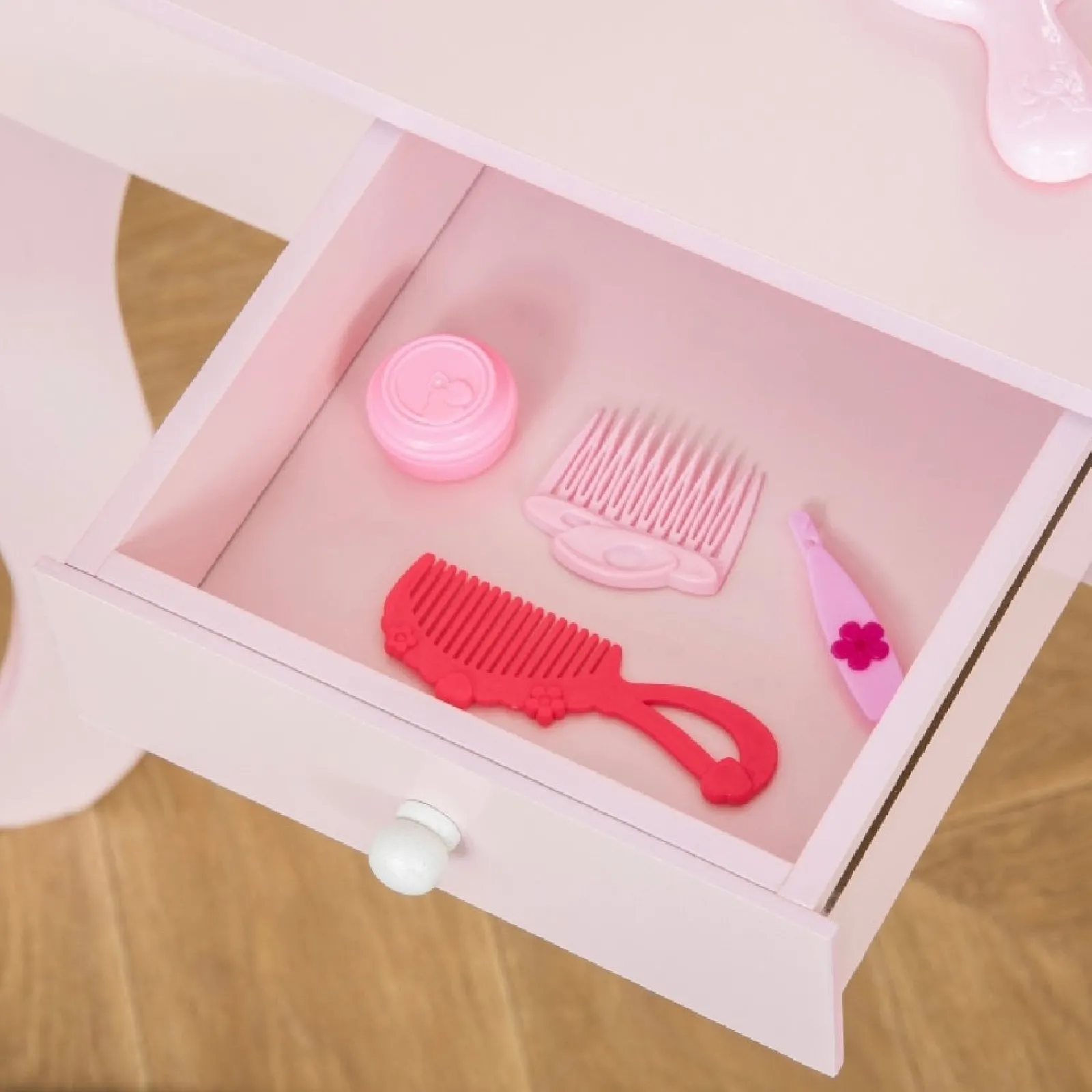 Kinder Little Helper Ihre Königliche Hoheit Frisiertisch mit Spiegel und Hocker | Schminktisch mit Schublade | Rosa | 3-6 Jahre