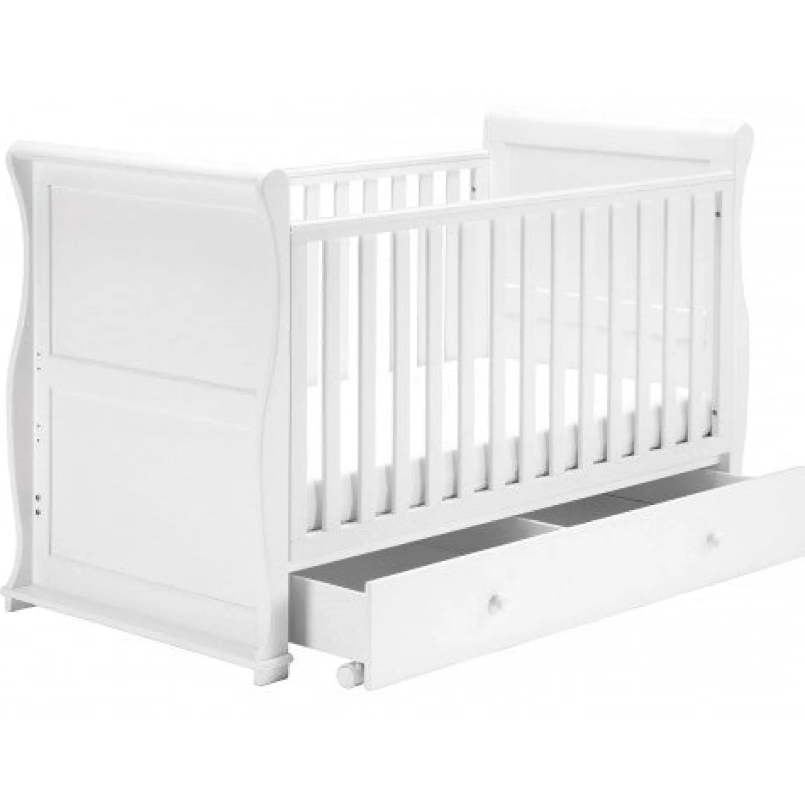 Kinder Little Helper 4-in-1 Cocoon Schlittenbett mit Schublade | Holzbett | Kleinkinderbett | Tagesbett | Weiß