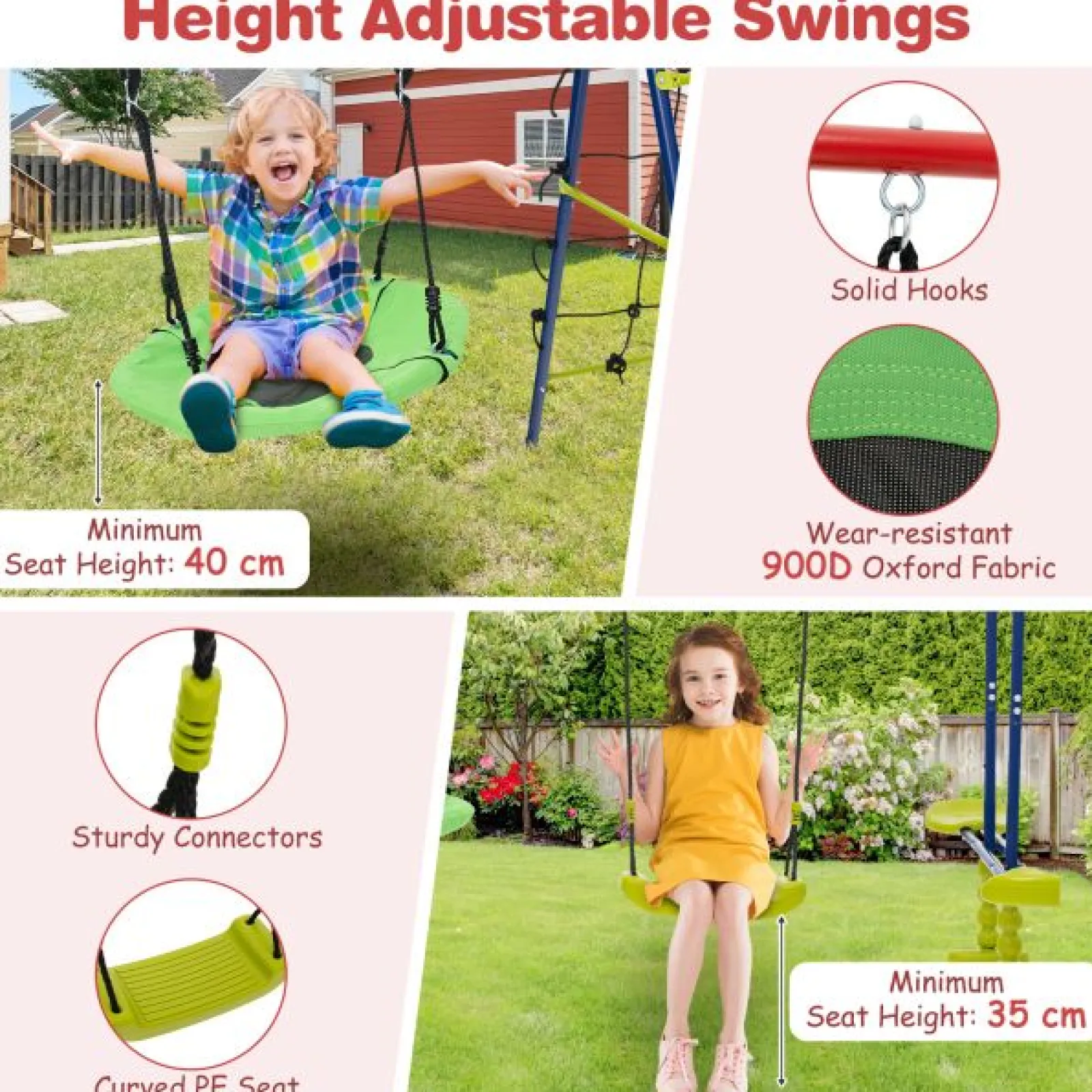 Little Helper 6-in-1 Hochleistungs-Pikler-Schaukelset mit Rostschutz | Kletterleiter | Wippe | Basketballkorb | Grün | 3–12 Jahre