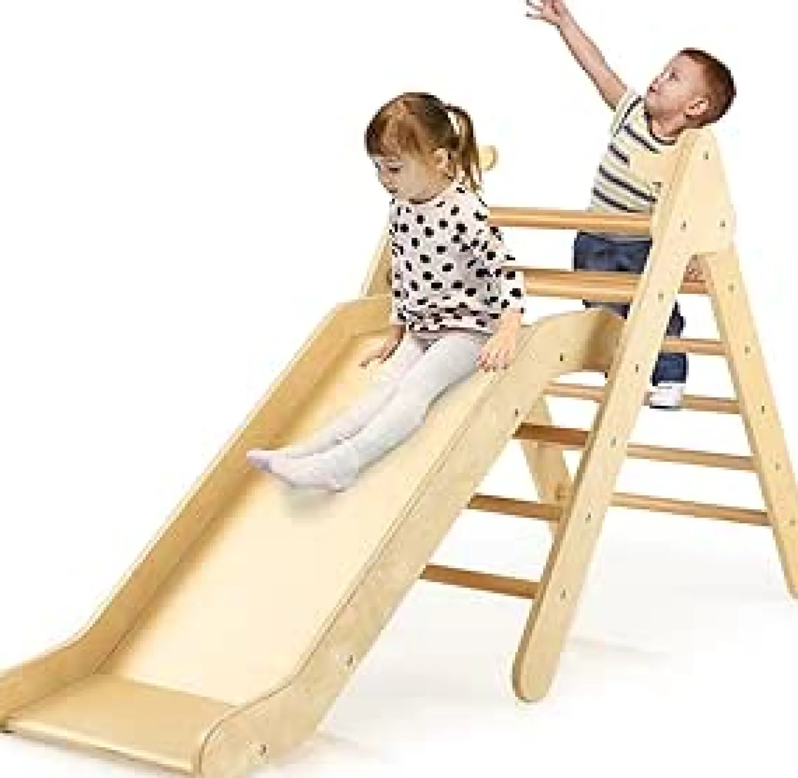 Kinder Little Helper 2-in-1 Klettergerüst aus Ökoholz für Kinder | Montessori Pikler Dreieck, Rutsche und Klettergerüst
