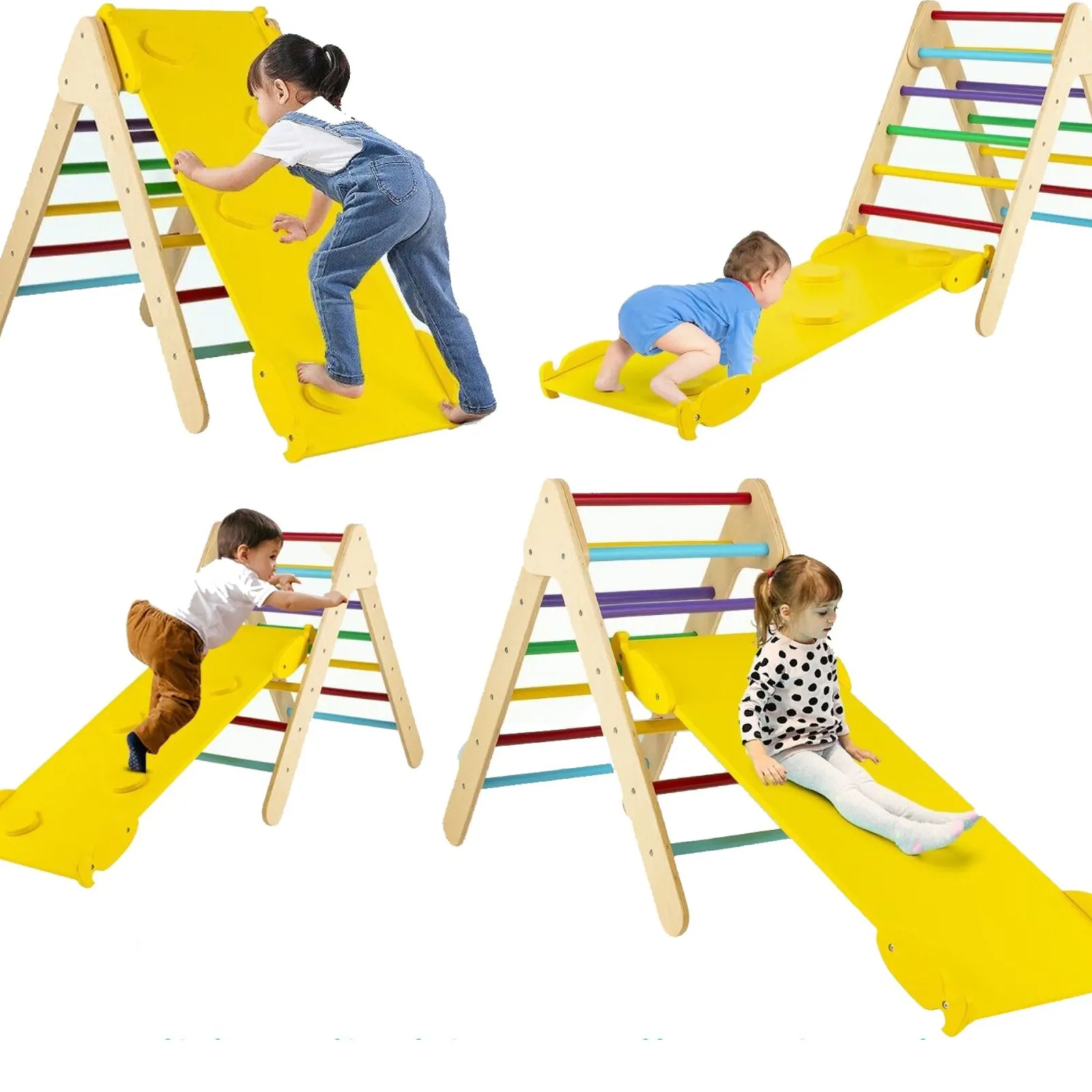 Kinder Little Helper 3-in-1 Klettergerüst aus Ökoholz für Kinder | Montessori Pikler Dreieck, Rutsche und Klettergerüst