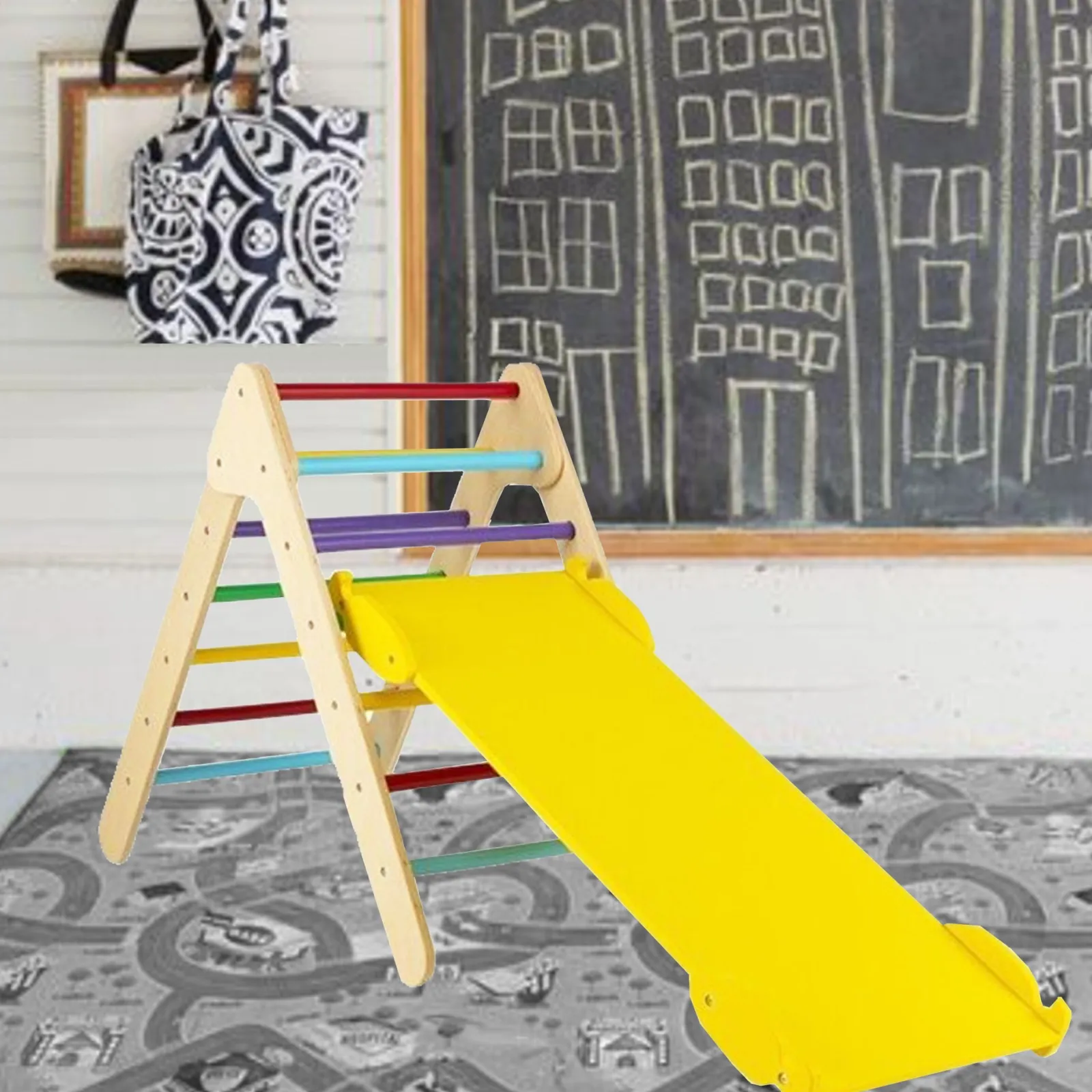 Kinder Little Helper 3-in-1 Klettergerüst aus Ökoholz für Kinder | Montessori Pikler Dreieck, Rutsche und Klettergerüst