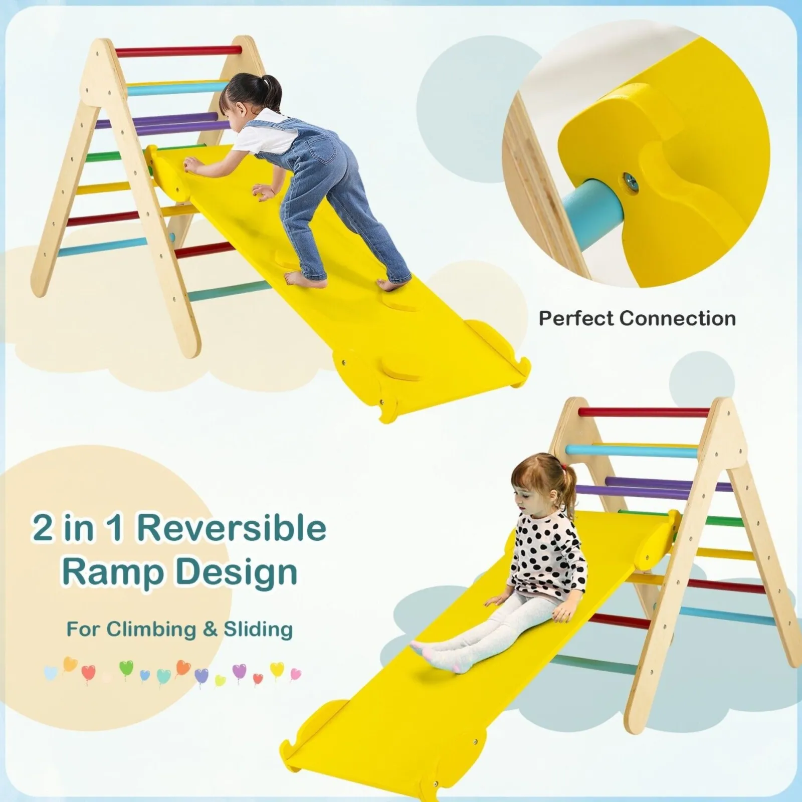 Kinder Little Helper 3-in-1 Klettergerüst aus Ökoholz für Kinder | Montessori Pikler Dreieck, Rutsche und Klettergerüst