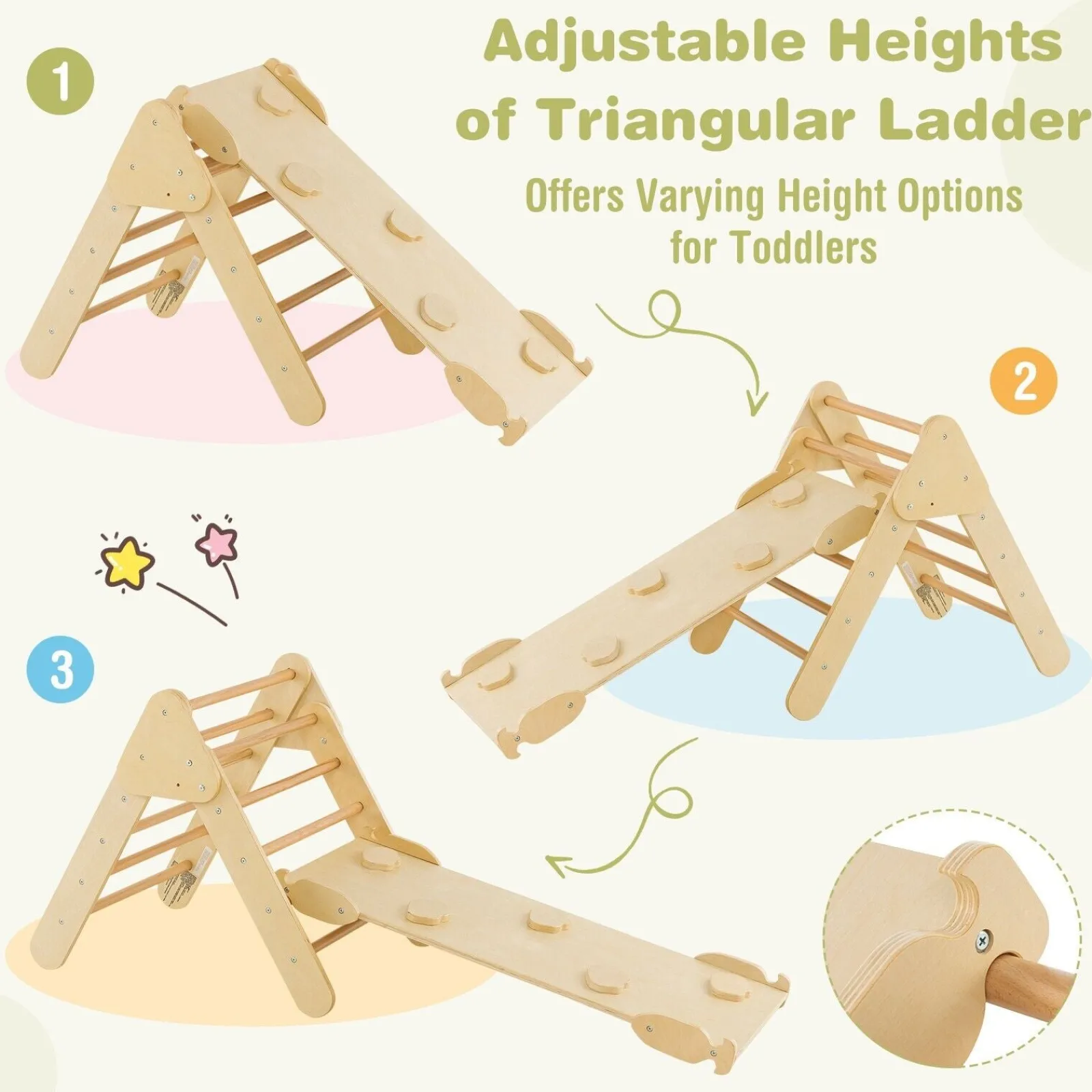 Kinder Little Helper 6-in-1 Klettergerüst aus Ökoholz für Kinder | Montessori-Pikler-Set | Bogen | Wippe | Rutsche | Kletterdreieck | Höhle