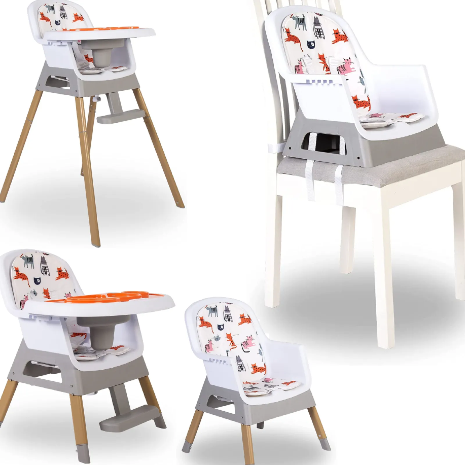 Little Helper 4-in-1 Mitwachsender Babyhochstuhl, niedriger Stuhl und Sitzerhöhung für Stühle | 6 Monate - 6 Jahre