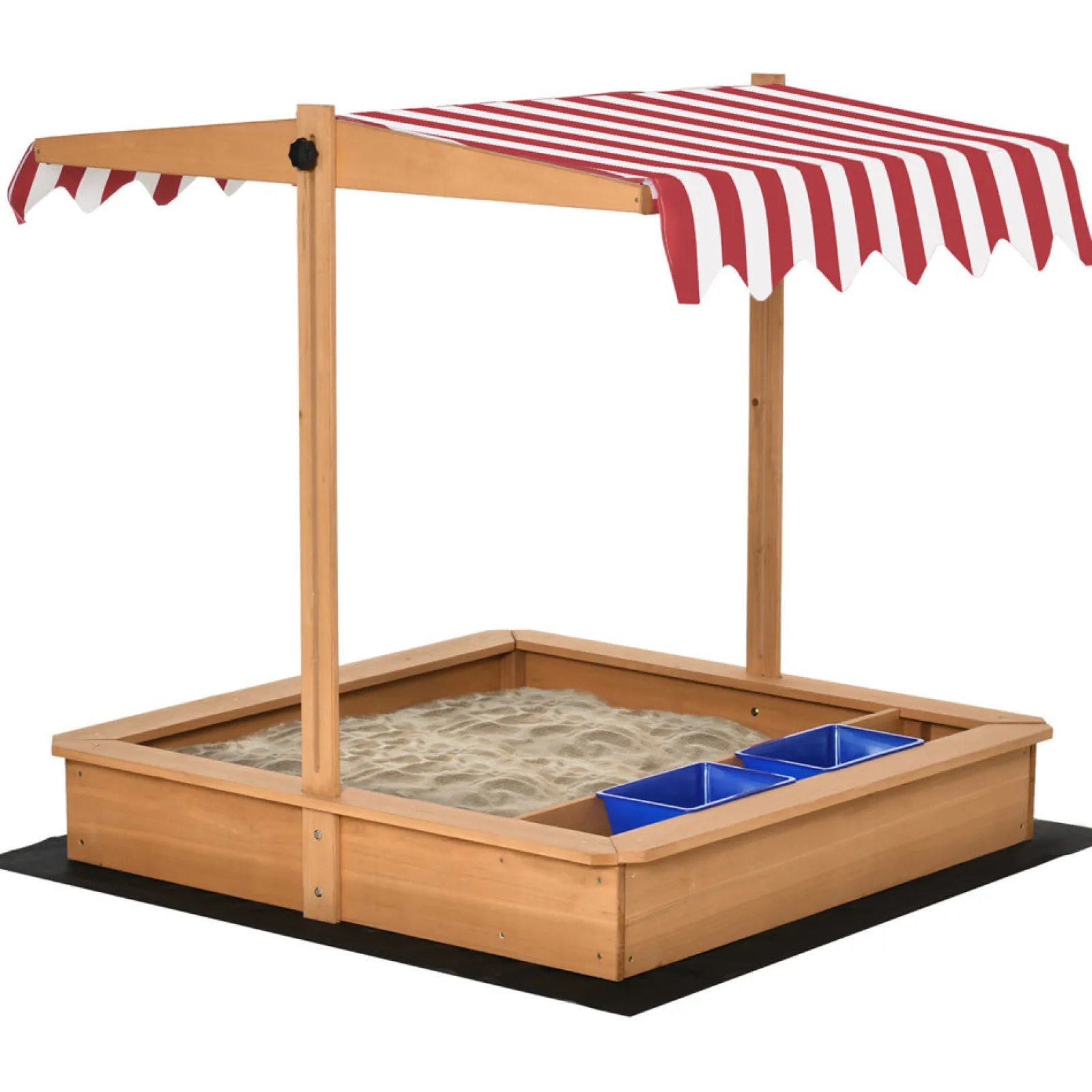 Little Helper 2-in-1 Montessori Eco Sandkasten aus natürlichem Tannenholz | Wasserspiel | Sonnendach und Abdeckung | 3-7 Jahre