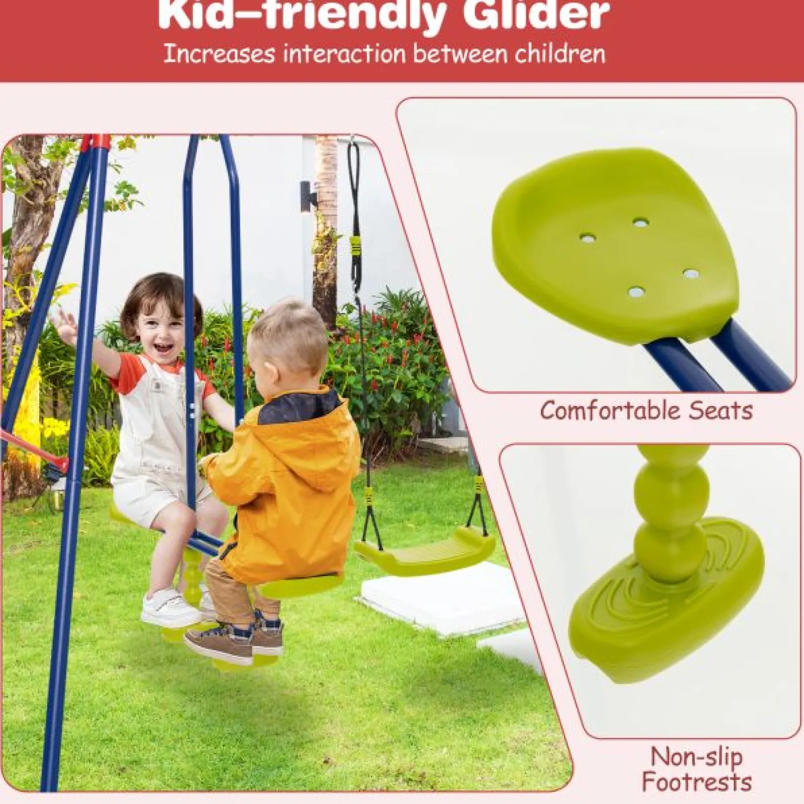 Little Helper 6-in-1 robustes, rostfreies Pikler-Schaukelset | Kletterleiter | Wippe | Basketballkorb | Rot | 3-12 Jahre