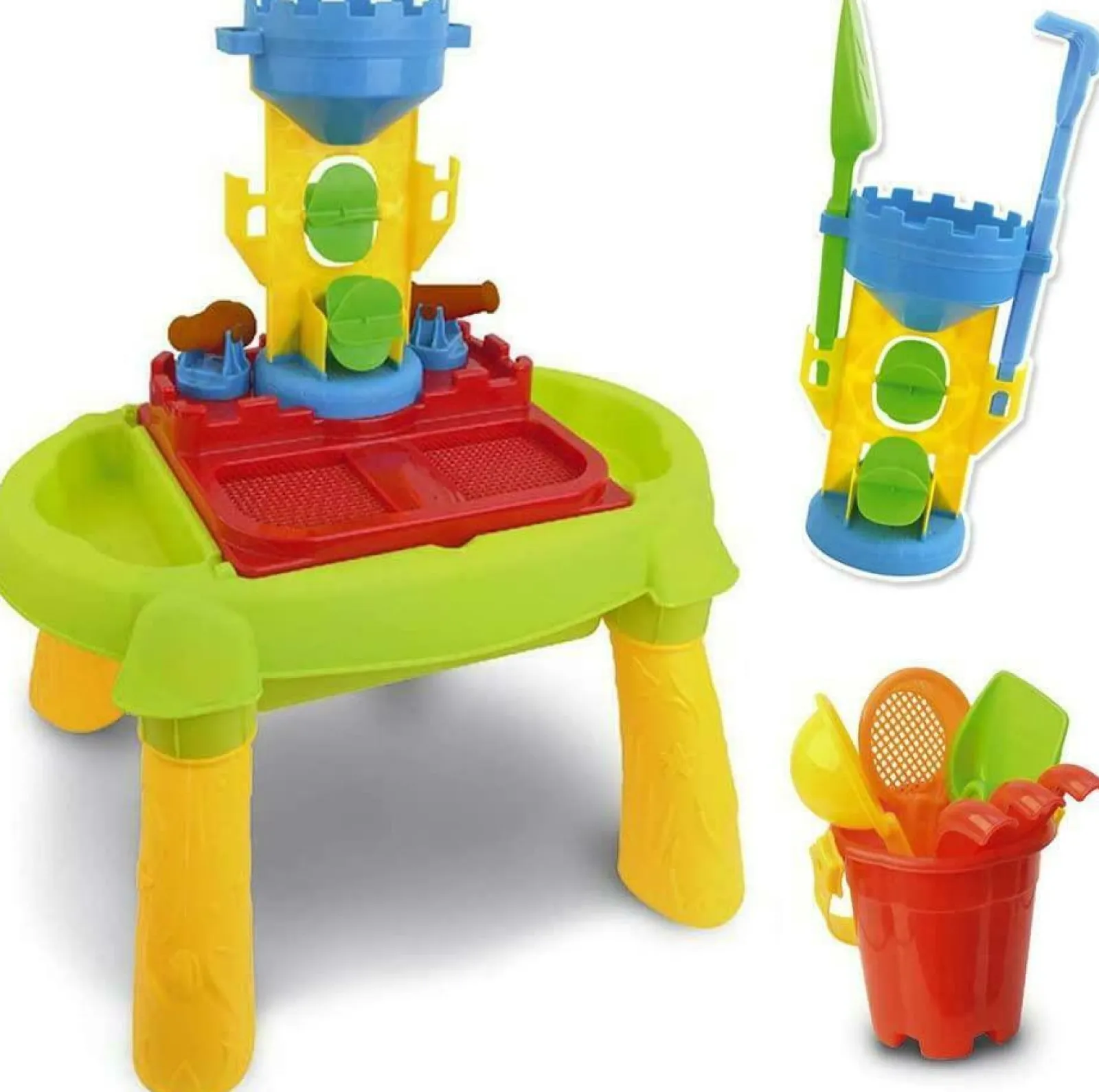 Little Helper 2-in-1 Sand- und Wassertisch | 16-teiliges Zubehörset mit Wasserrad | Sandkasten für Kinder | Ab 3 Jahren
