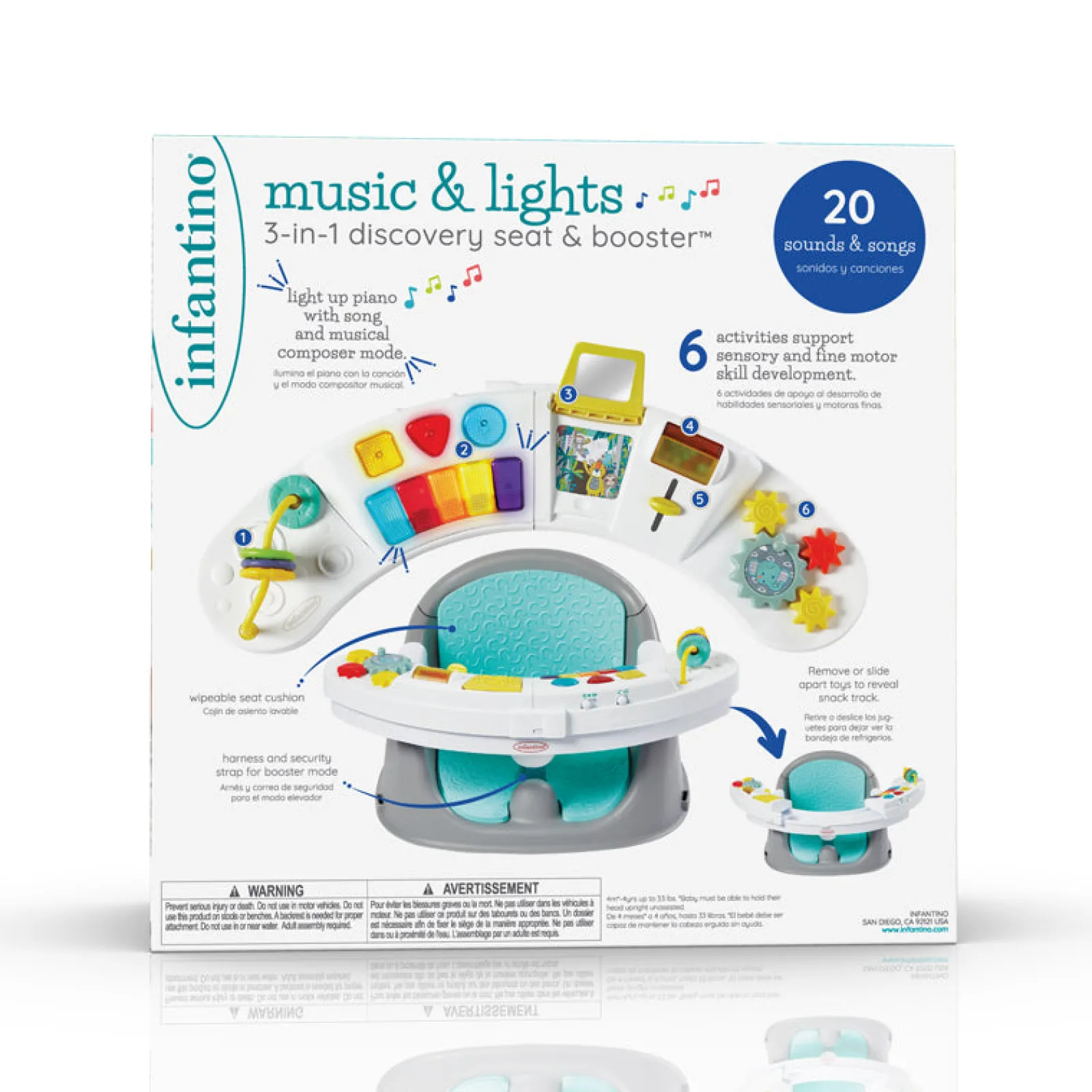 Kinder Little Helper 3-in-1-Aktivitätssitz mit Musik und Licht | Esszimmerstuhl mit Sitzerhöhung | Tragbarer Hochstuhl | Sitzerhöhungskissen | Herausnehmbares Tablett