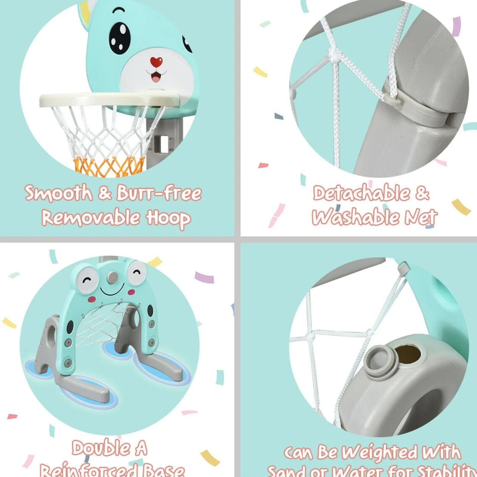 Little Helper 3-in-1-Basketballkorb für Kleinkinder | Fußballnetz | Ringwurfspiel inkl. Zubehör | Ab 3 Jahren