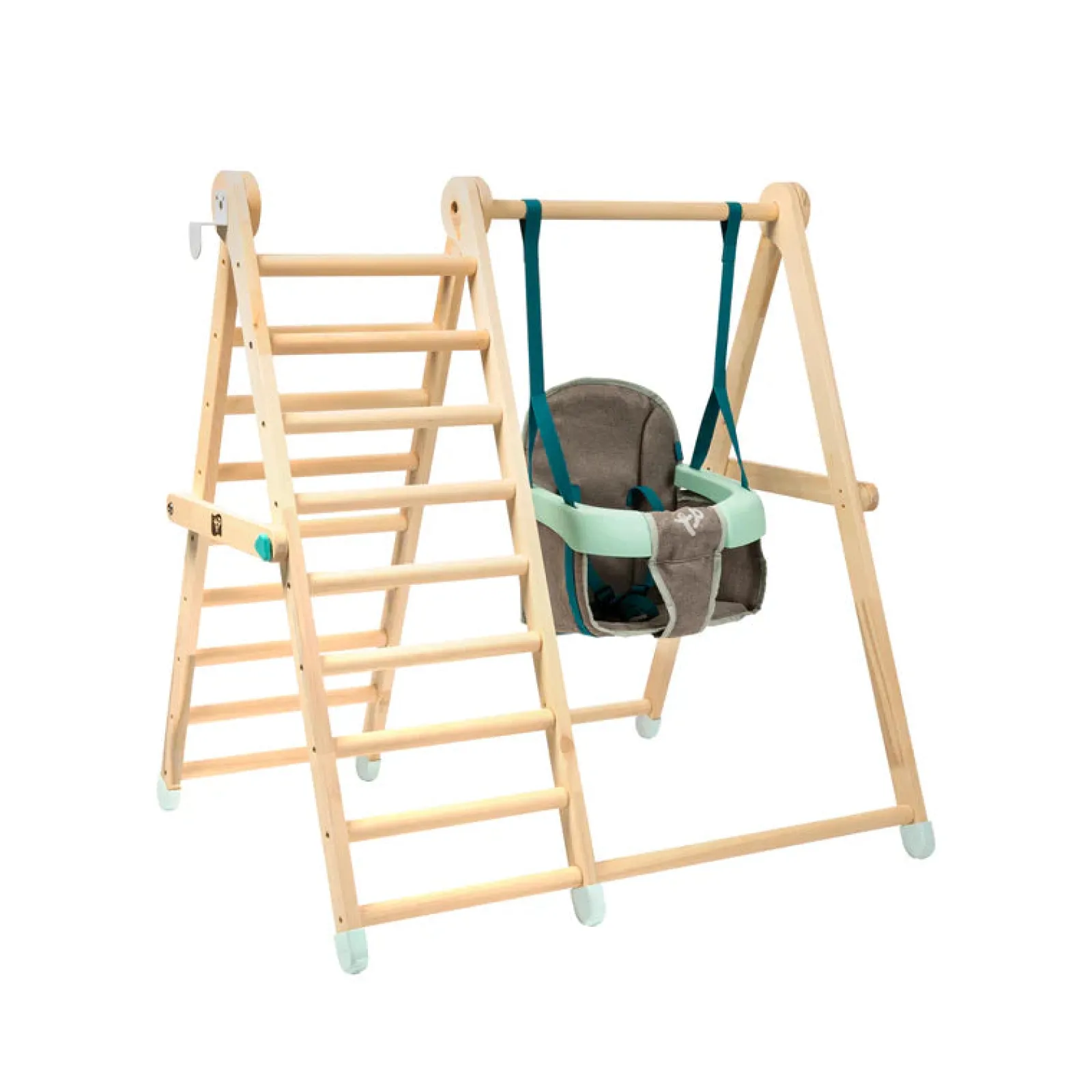 Kinder Little Helper Indoor-Kletterhalle aus umweltfreundlichem FSC-Holz, Montessori- und Pikler-Kletterhalle mit Schaukel | Natürlich | 6m/18m+