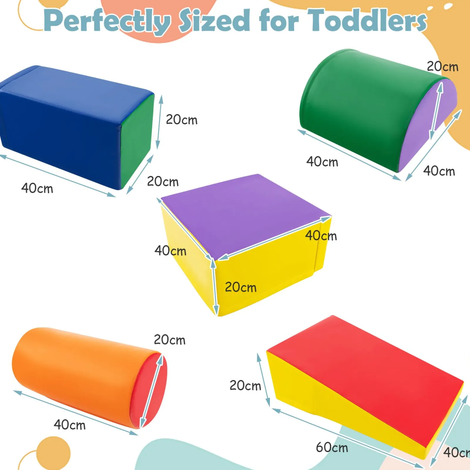 Kinder Little Helper Indoor-Softspielgeräte | Montessori 5-teiliges Schaumstoff-Spielset | Softplay-Rutsche | Mehrfarbig, 9 Monate bis 3 Jahre