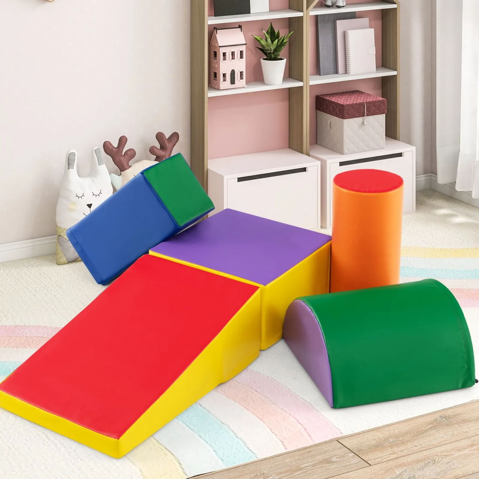 Kinder Little Helper Indoor-Softspielgeräte | Montessori 5-teiliges Schaumstoff-Spielset | Softplay-Rutsche | Mehrfarbig, 9 Monate bis 3 Jahre