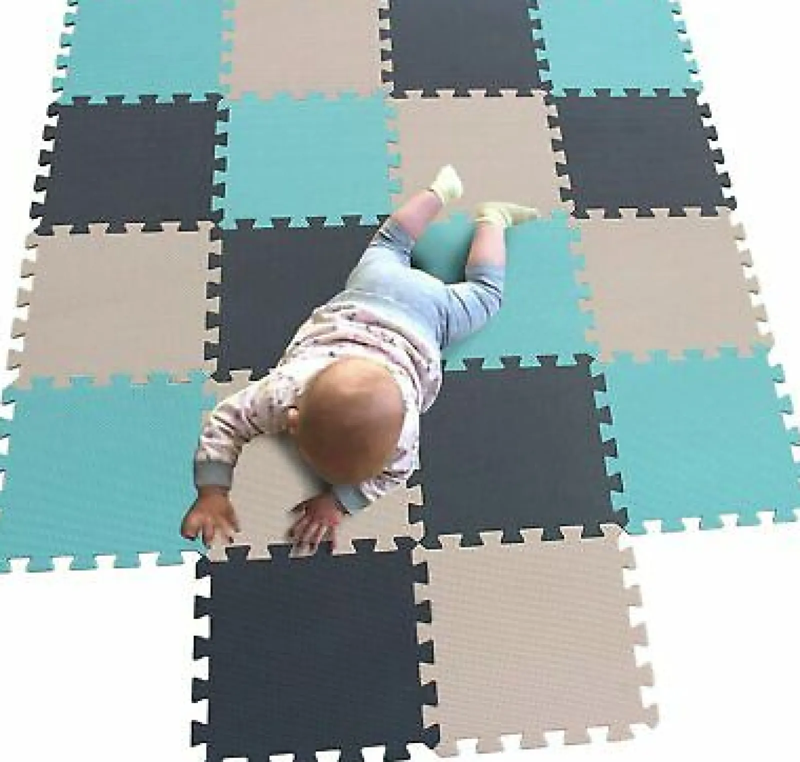 Kinder Little Helper Ineinander greifende Montessori-Spielmatten aus dickem Schaumstoff | Puzzlematten für Babylaufställe und Spielzimmer | Grau, Rosa und Weiß