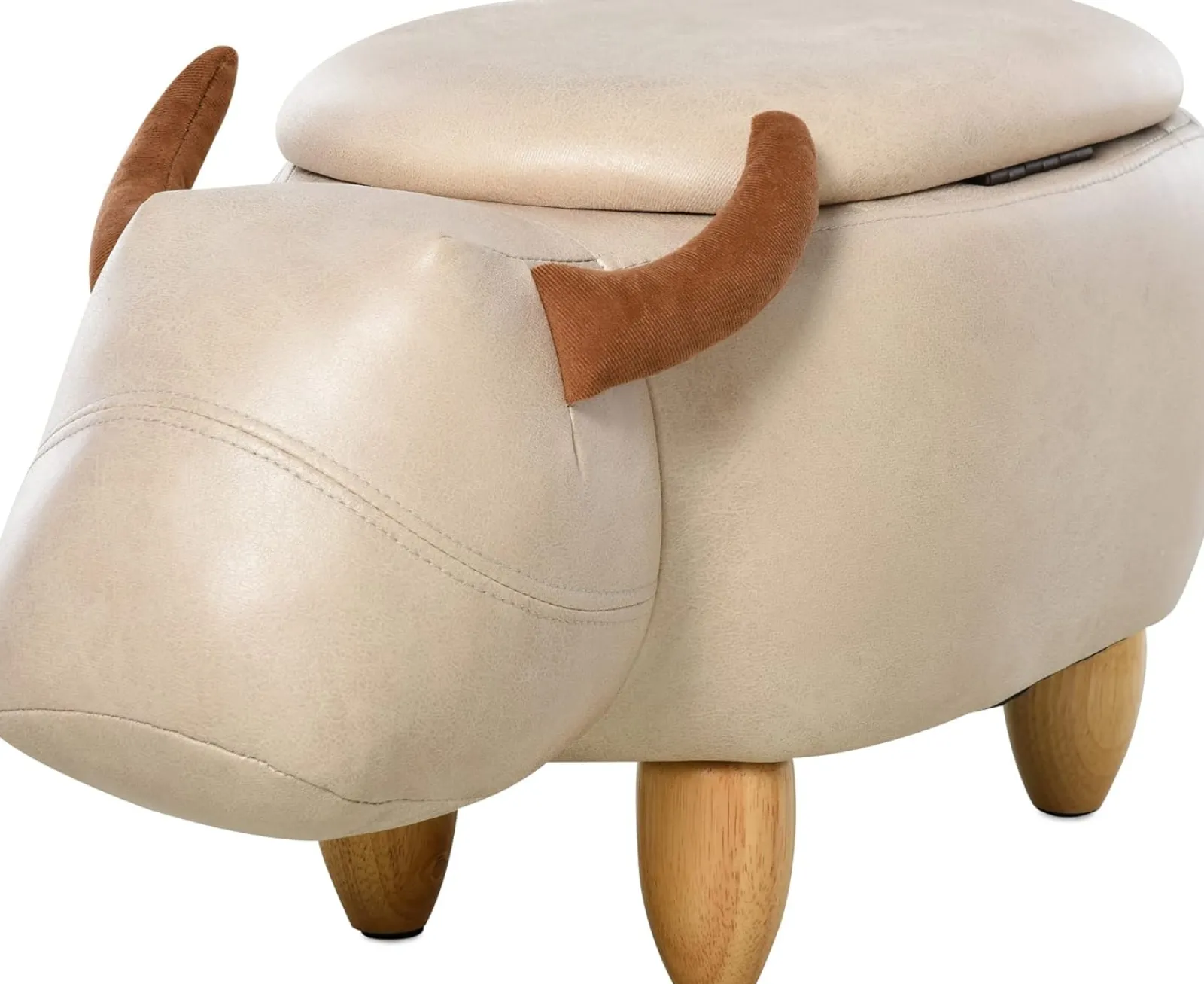 Kinder Little Helper 4-in-1-Hocker, Aufbewahrungsbox, Fußstütze und Sitz für Kinder | Spielzeugkiste | Niedliches Bison-Tierdesign