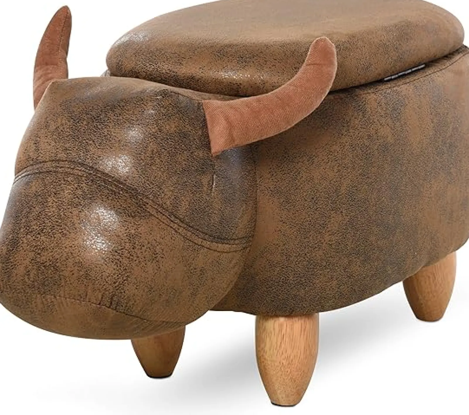 Kinder Little Helper 4-in-1-Hocker, Aufbewahrungsbox, Fußstütze und Sitz für Kinder | Spielzeugkiste | Niedliches Bison-Tierdesign