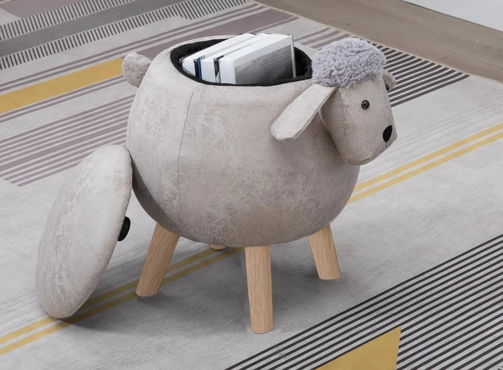 Kinder Little Helper 4-in-1-Hocker, Aufbewahrungsbox, Fußstütze und Sitz für Kinder | Spielzeugkiste | Supersüßes Schaf-Design