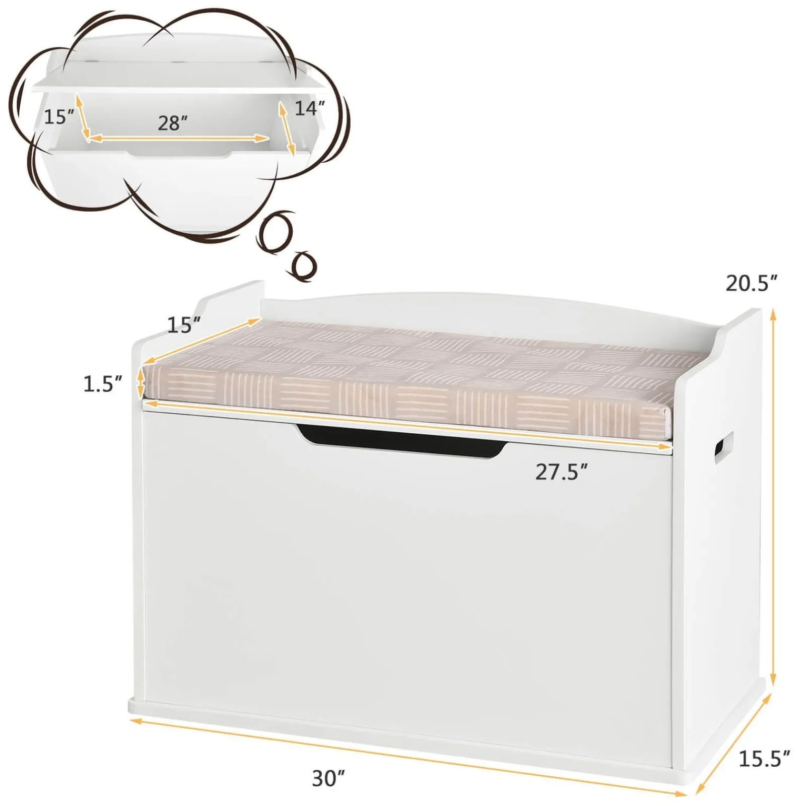 Kinder Little Helper 2-in-1-Kinderspielzeugkiste und Bank mit Kissen | Aufbewahrungsbox für Kinderspielzeug aus Holz | 3 Farboptionen