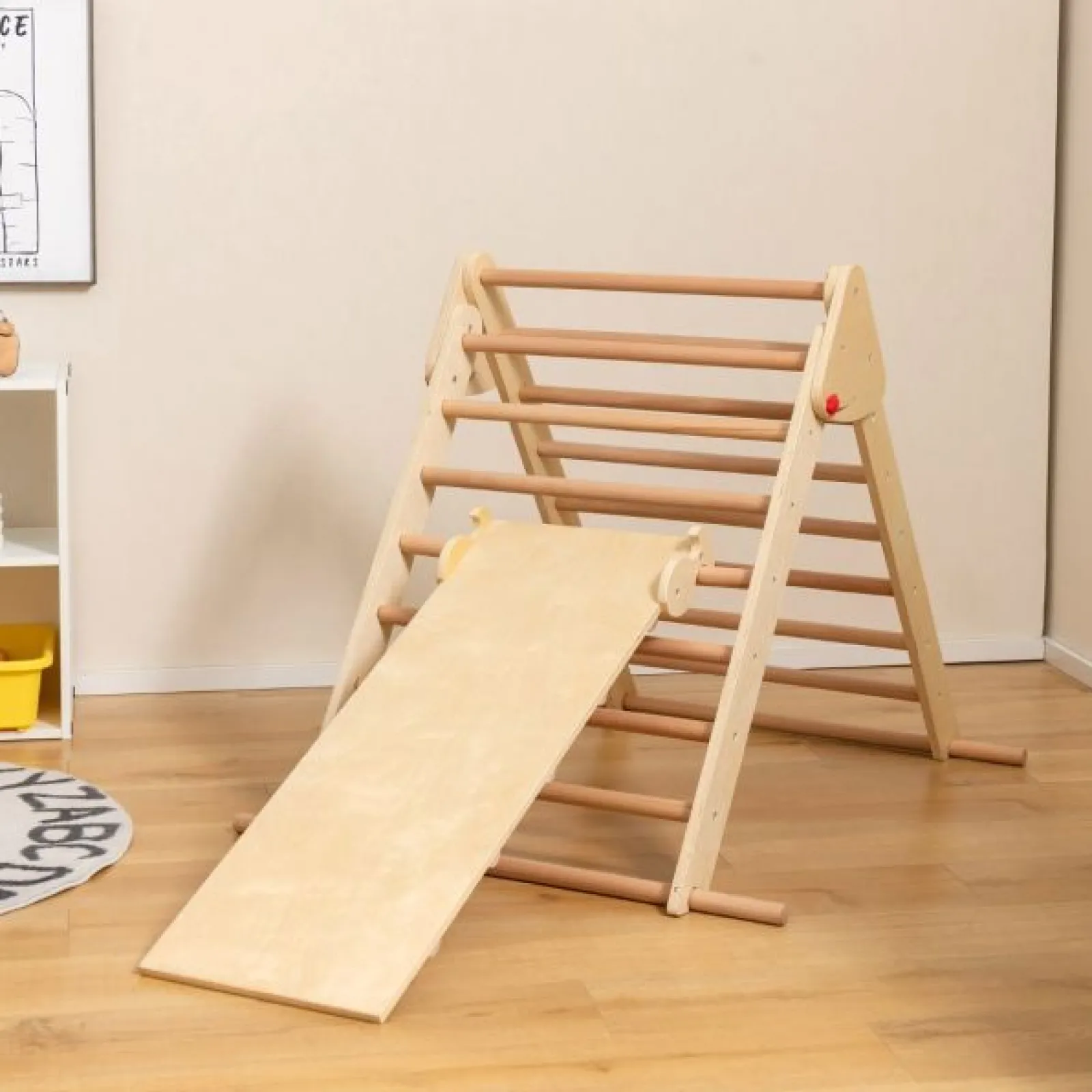 Kinder Little Helper 3-in-1-Klettergerüst aus Öko-Holz | Montessori Pikler Dreieck, Rutsche & Kletterer | 12m+