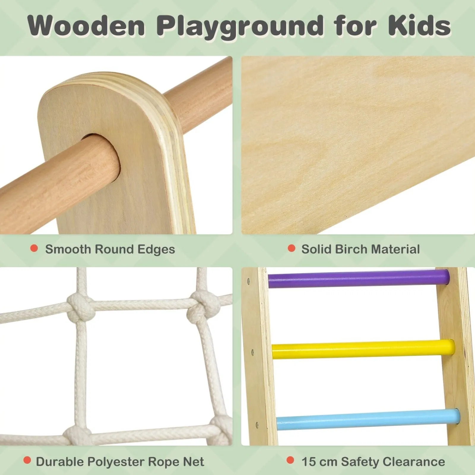 Kinder Little Helper 8-in-1-Klettergerät aus Öko-Holz für Kinder im Montessori-Stil mit Schaukel | Rutsche | Kletterwand | Klettergerüst und mehr | Ab 3 Jahren