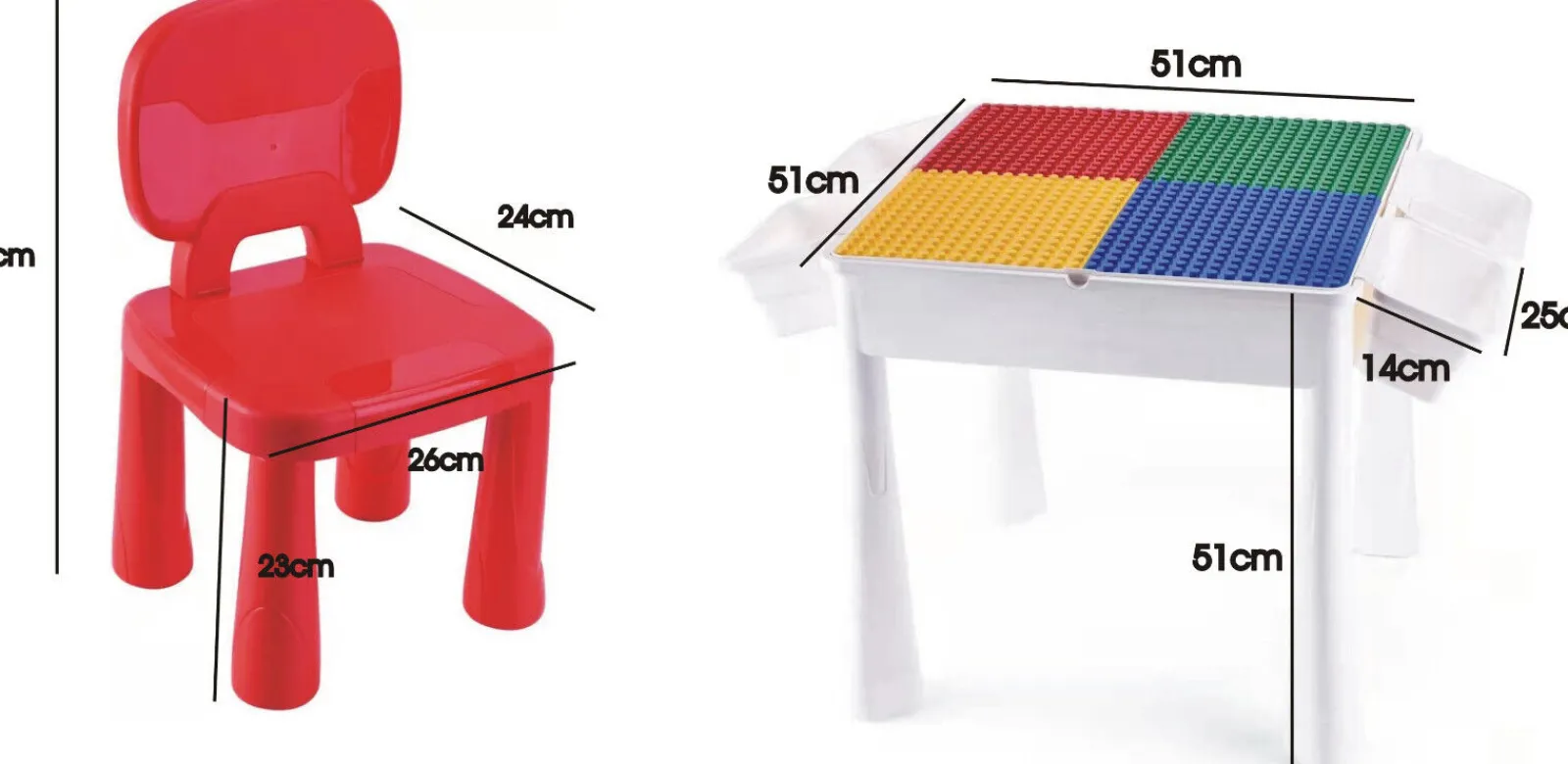 Kinder Little Helper 4-in-1-Mehrzweck-Lego aus Kunststoff für Kinder | Duplo-Tisch | Wendbarer Schreibtisch | Sand- und Wassertisch | 2 Stühle und 100 Bausteine