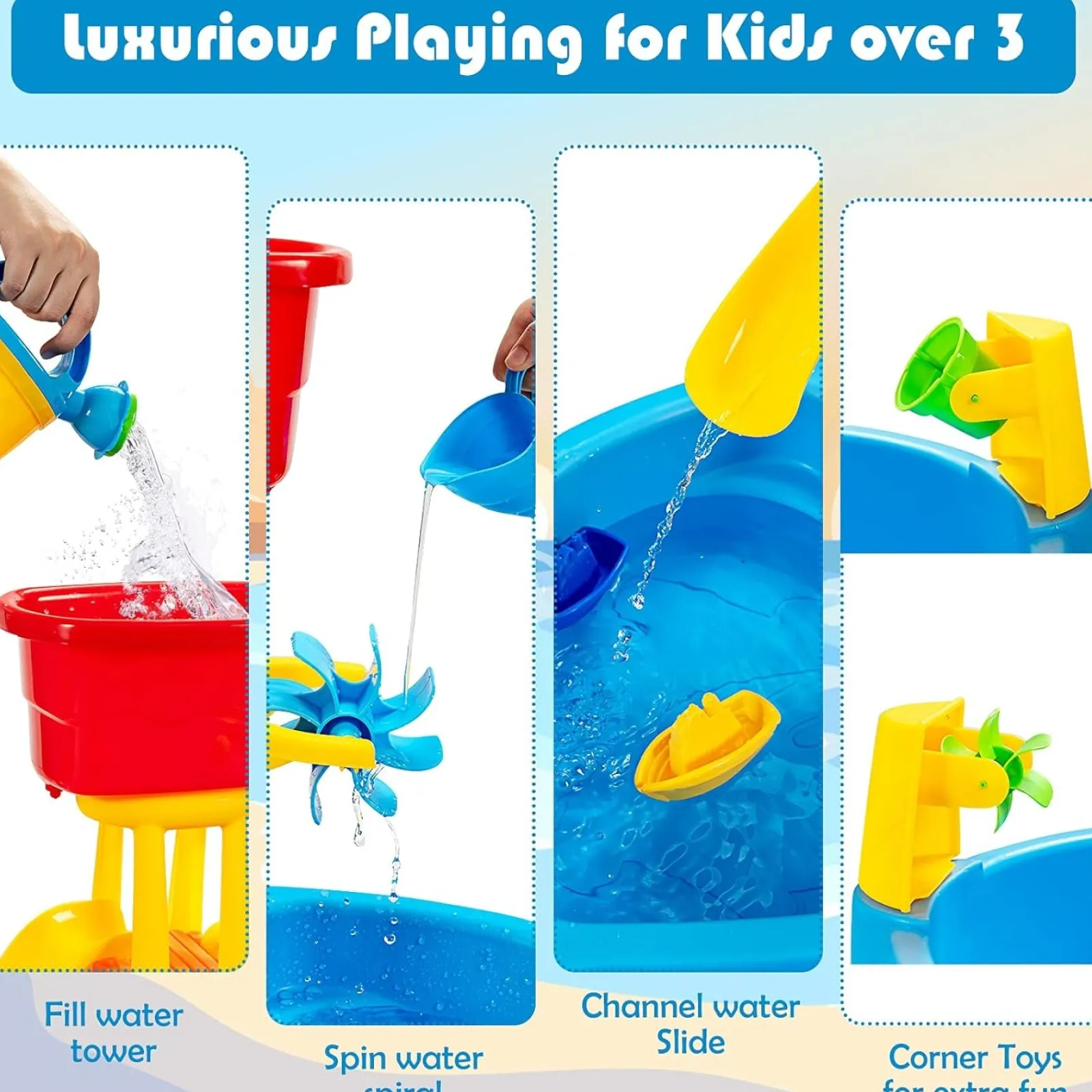 Little Helper 2-in-1-Sand- und Wassertisch für den Innen- und Außenbereich | 12-teiliges Zubehörset | 3 Jahre +