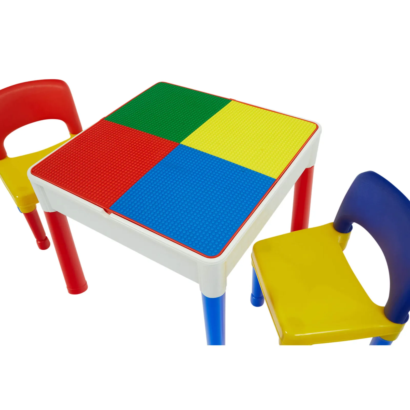 Kinder Little Helper 5-in-1-Set aus Tisch und 2 Stühlen für Kinder | Sand- und Wasserkasten | Lego | Trocken abwischbare Oberseite | Aufbewahrung