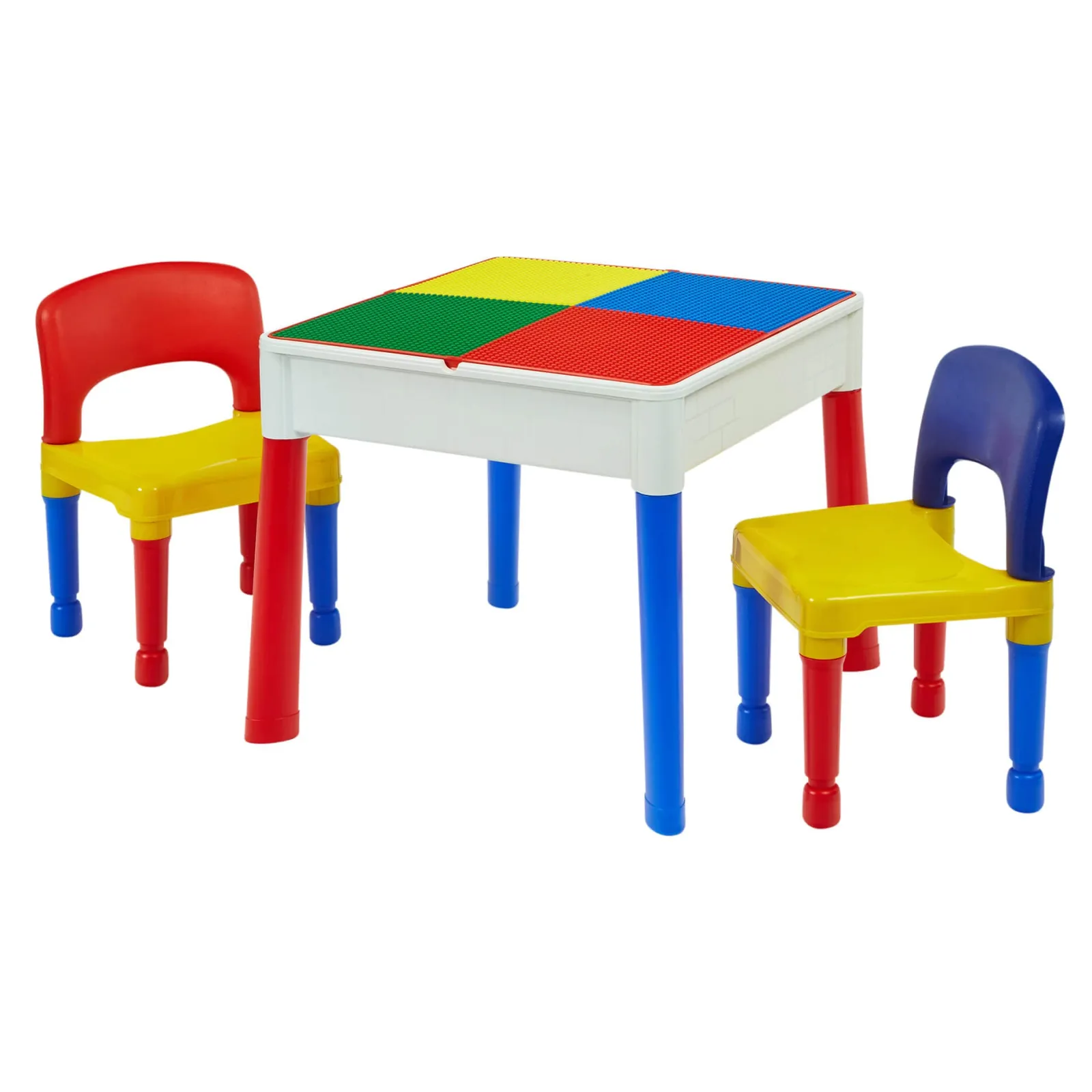 Kinder Little Helper 5-in-1-Set aus Tisch und 2 Stühlen für Kinder | Sand- und Wasserkasten | Lego | Trocken abwischbare Oberseite | Aufbewahrung