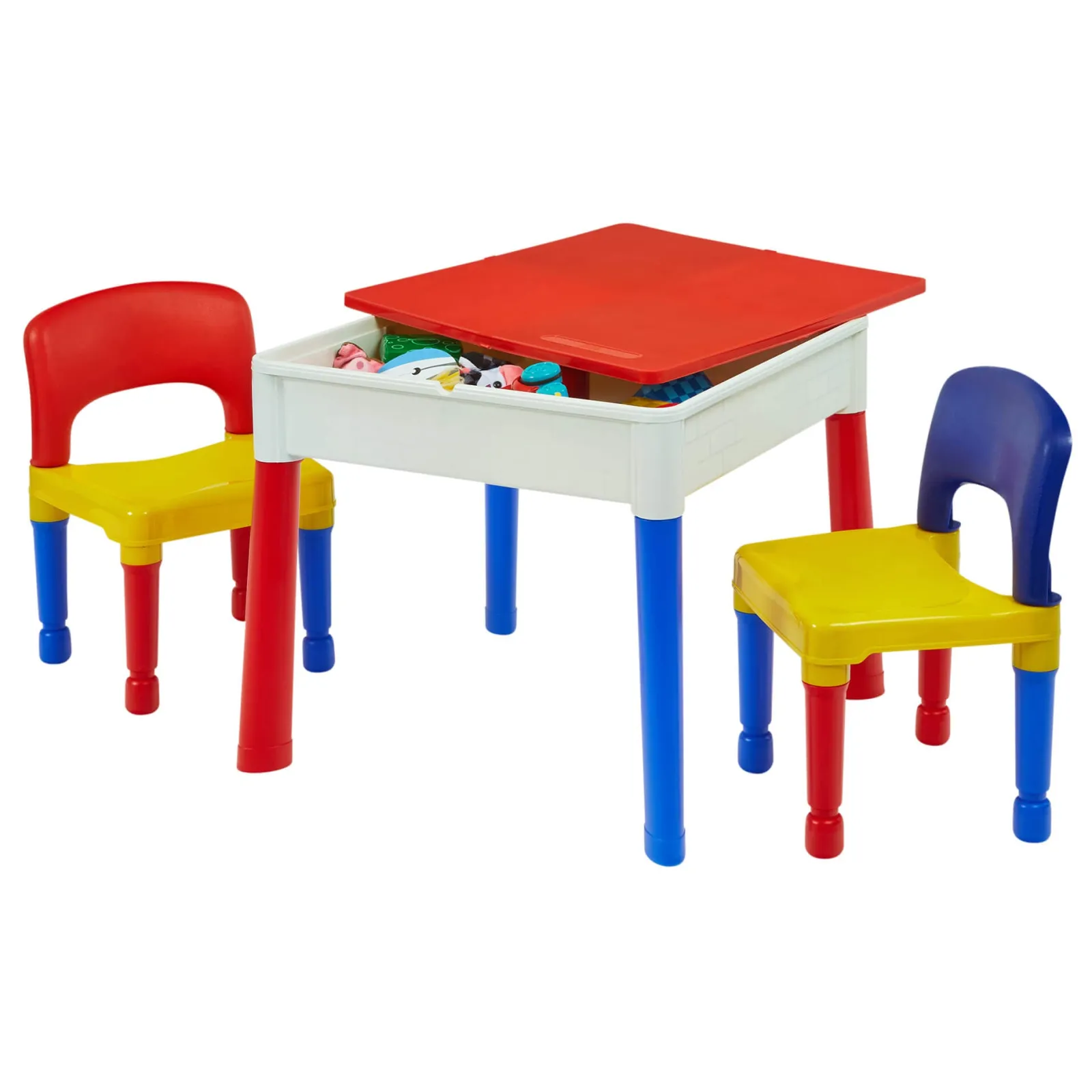 Kinder Little Helper 5-in-1-Set aus Tisch und 2 Stühlen für Kinder | Sand- und Wasserkasten | Lego | Trocken abwischbare Oberseite | Aufbewahrung