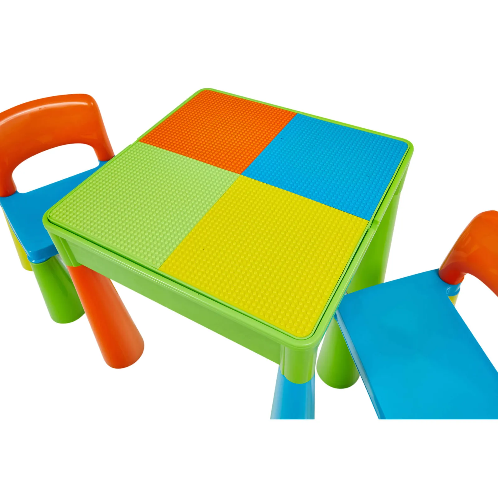 Kinder Little Helper 5-in-1-Set aus Tisch und 2 Stühlen für Kinder | Sand- und Wasserkasten | Lego | Trocken abwischbare Oberseite | Aufbewahrung