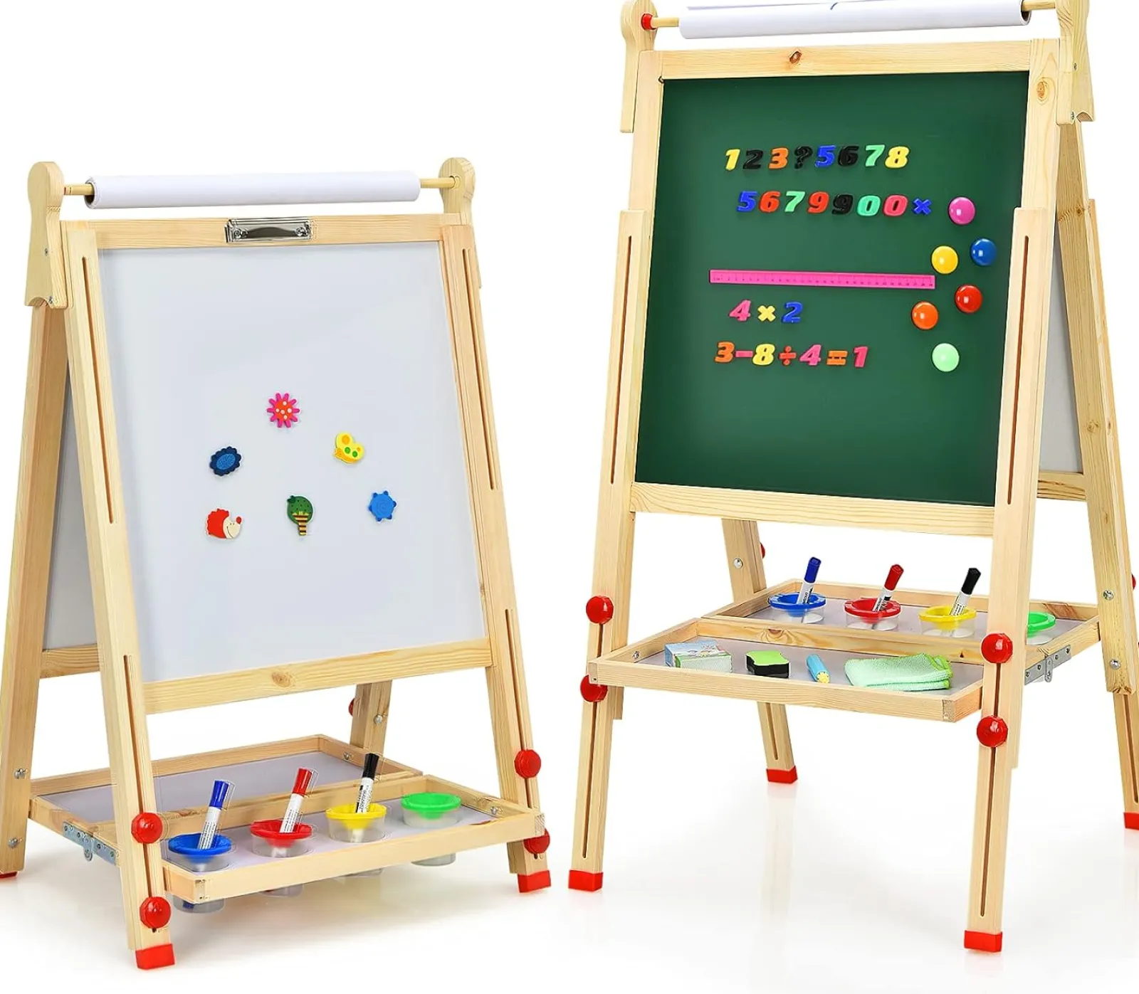 Kinder Little Helper 3-in-1-Staffelei aus Holz mit Höhenverstellung für Kinder | Papierrolle | Tafel und magnetisches Whiteboard | Ab 3 Jahren