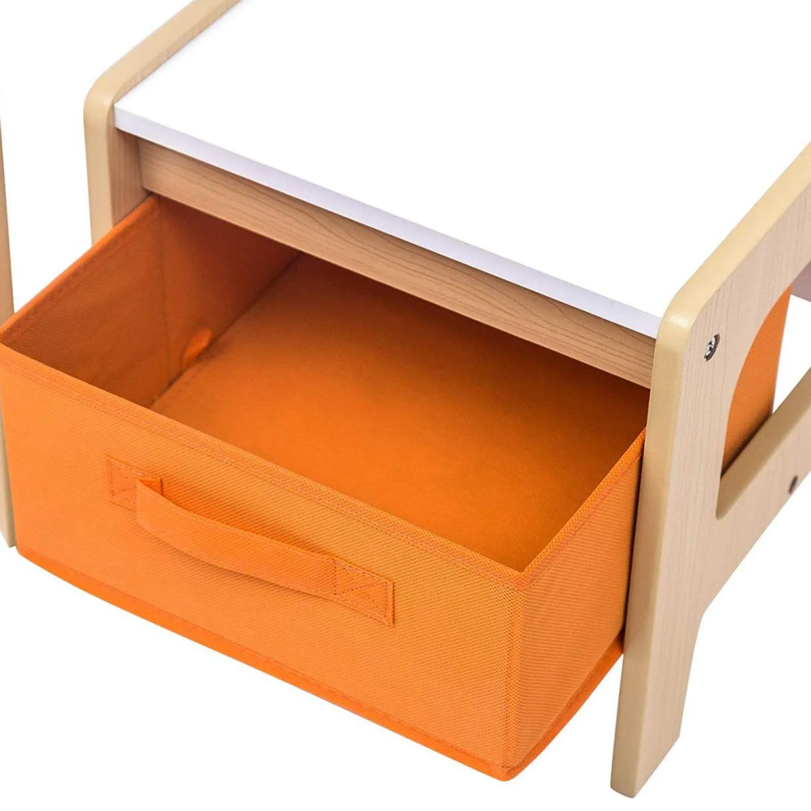 Kinder Little Helper 3-in-1-Tisch und -Stühle für Kinder | Wendbare Tischplatte | Tafel | Orangefarbene Aufbewahrungsschubladen